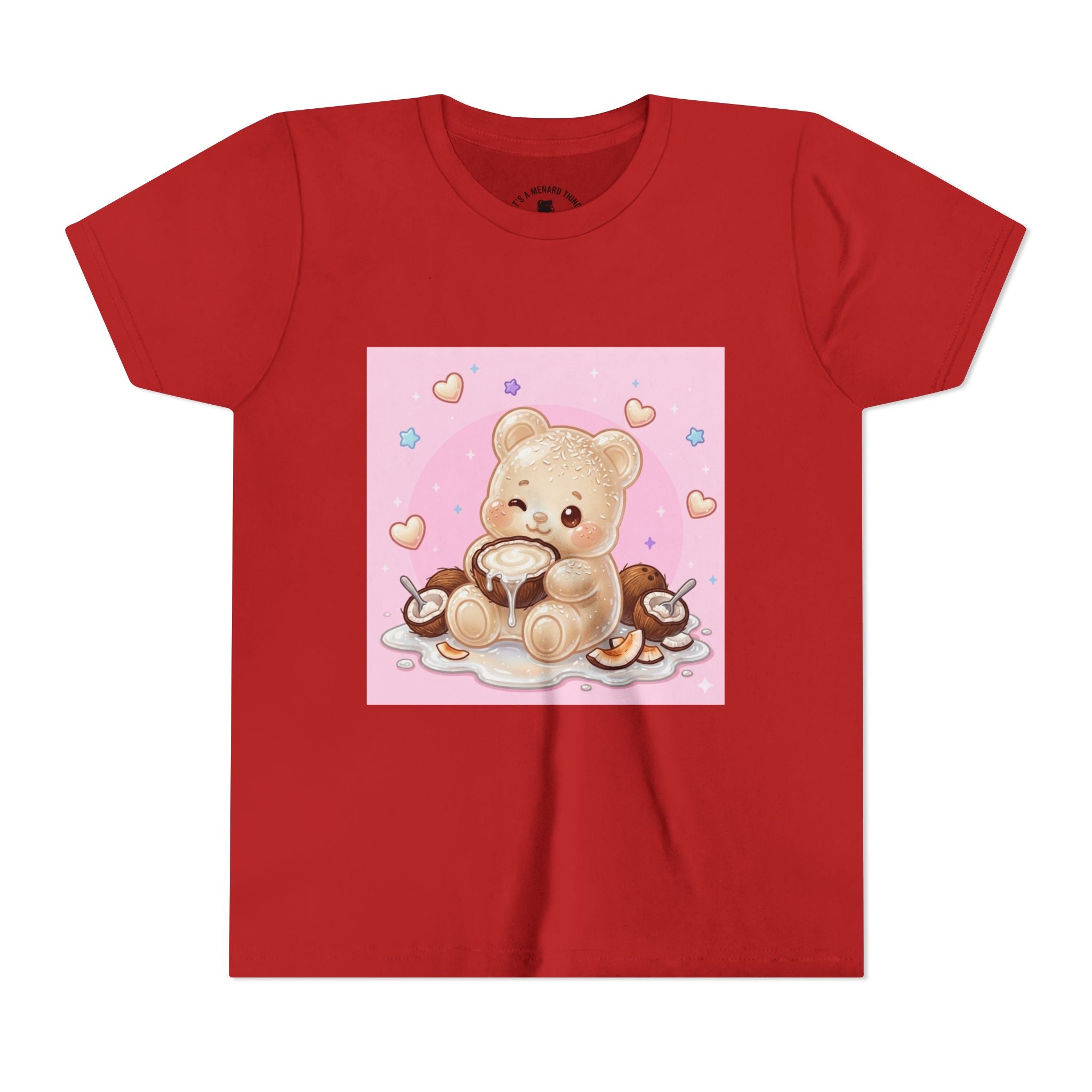 Gooey Gummy Coconut Milk Bear Kids T-Shirt (Pink Hearts)