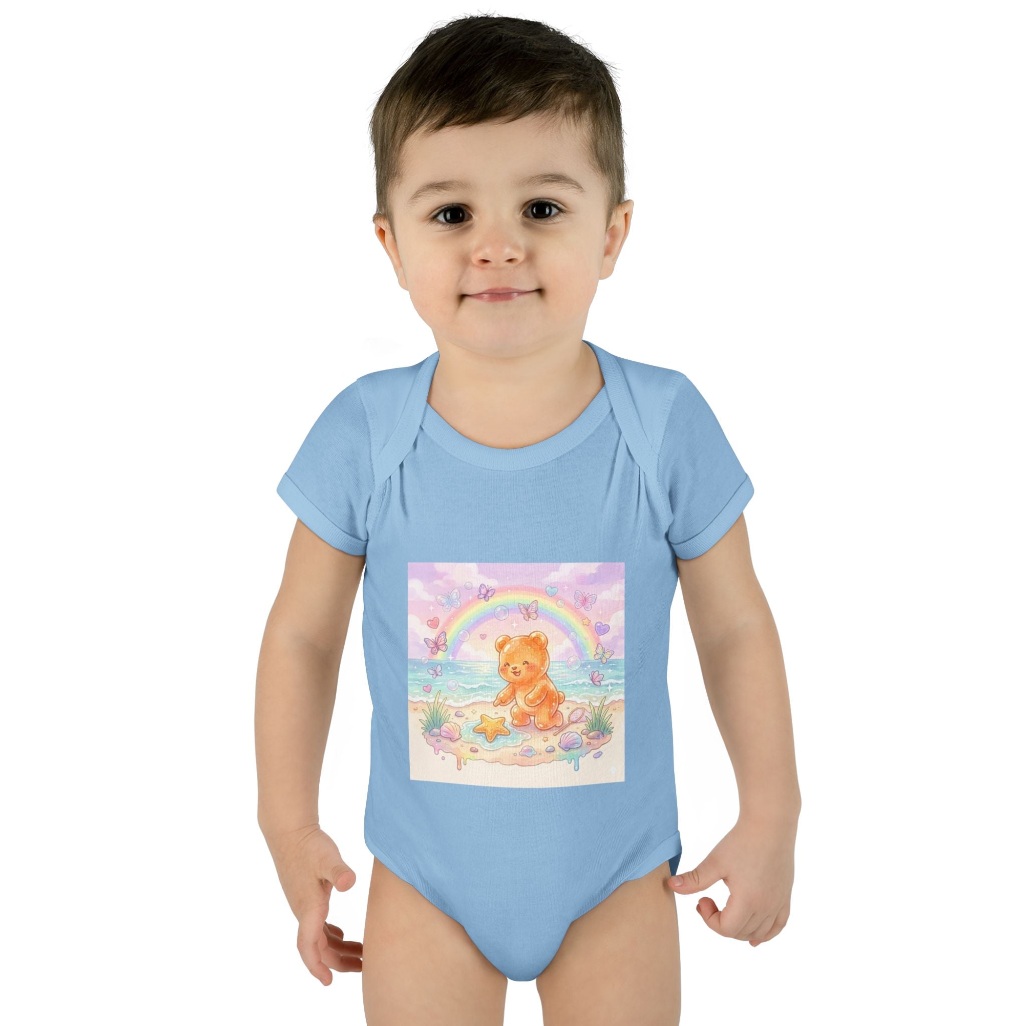 Gooey Gummy Beach Bear Rainbow & Starfish - Bodysuit