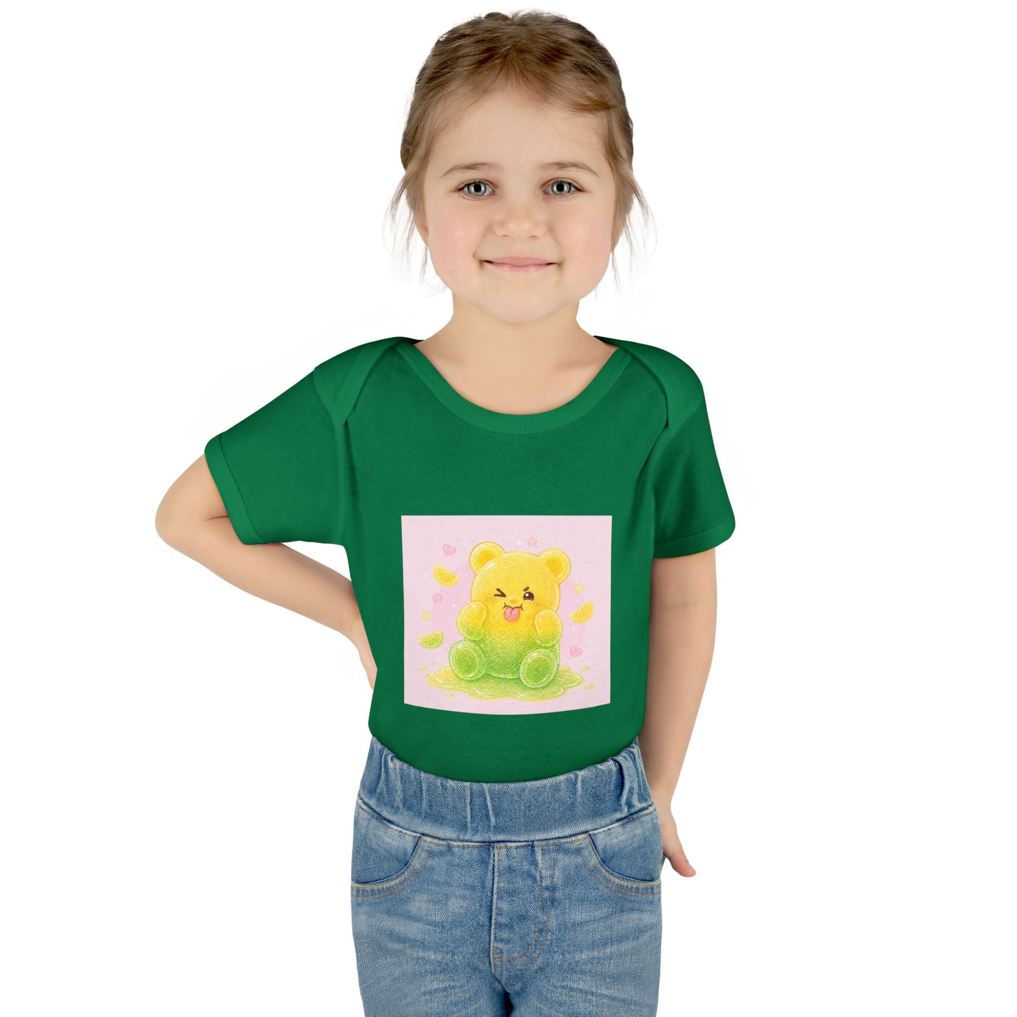 Sour Silly Gummy Gooey Lemon-Lime Bear Illustration Infant Onesie