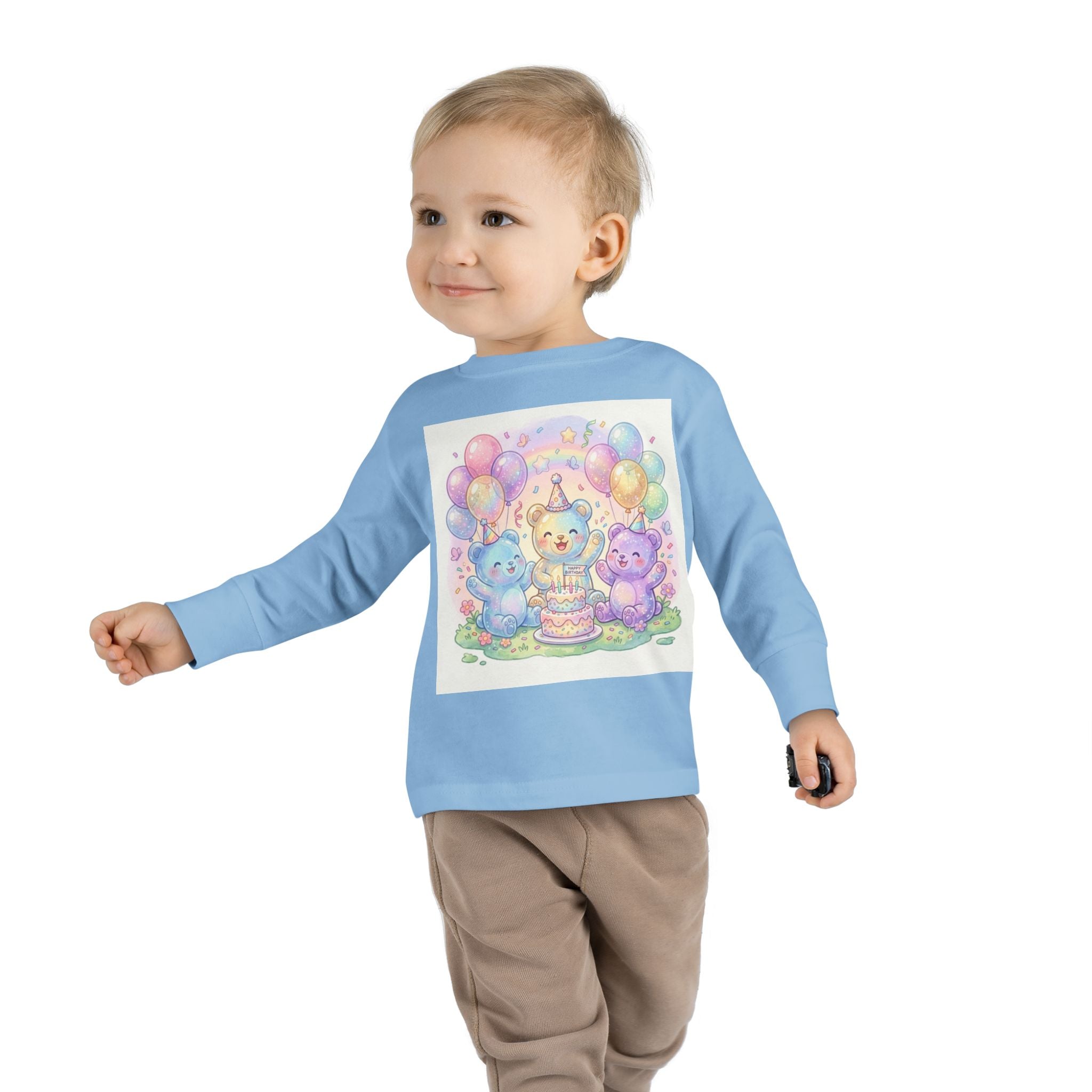 Pastel Birthday Oozy Bear Party Bash, Special Friends Celebration- Graphic Long Sleeve Shirt
