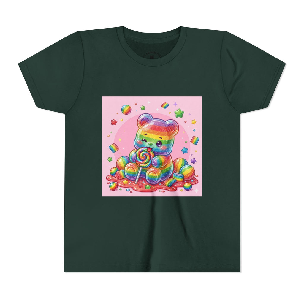 Rainbow Stripe Gooey Gummy Bear Youth T-Shirt