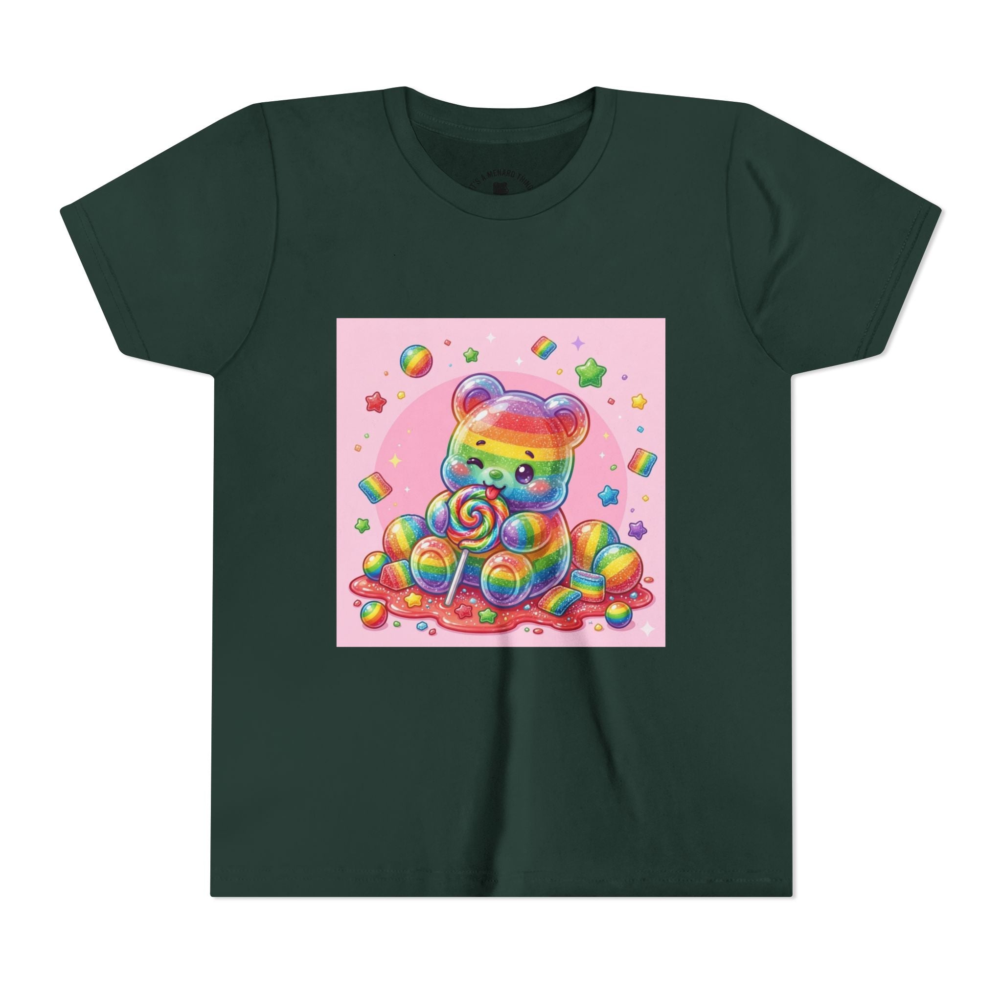 Rainbow Stripe Gooey Gummy Bear Youth T-Shirt