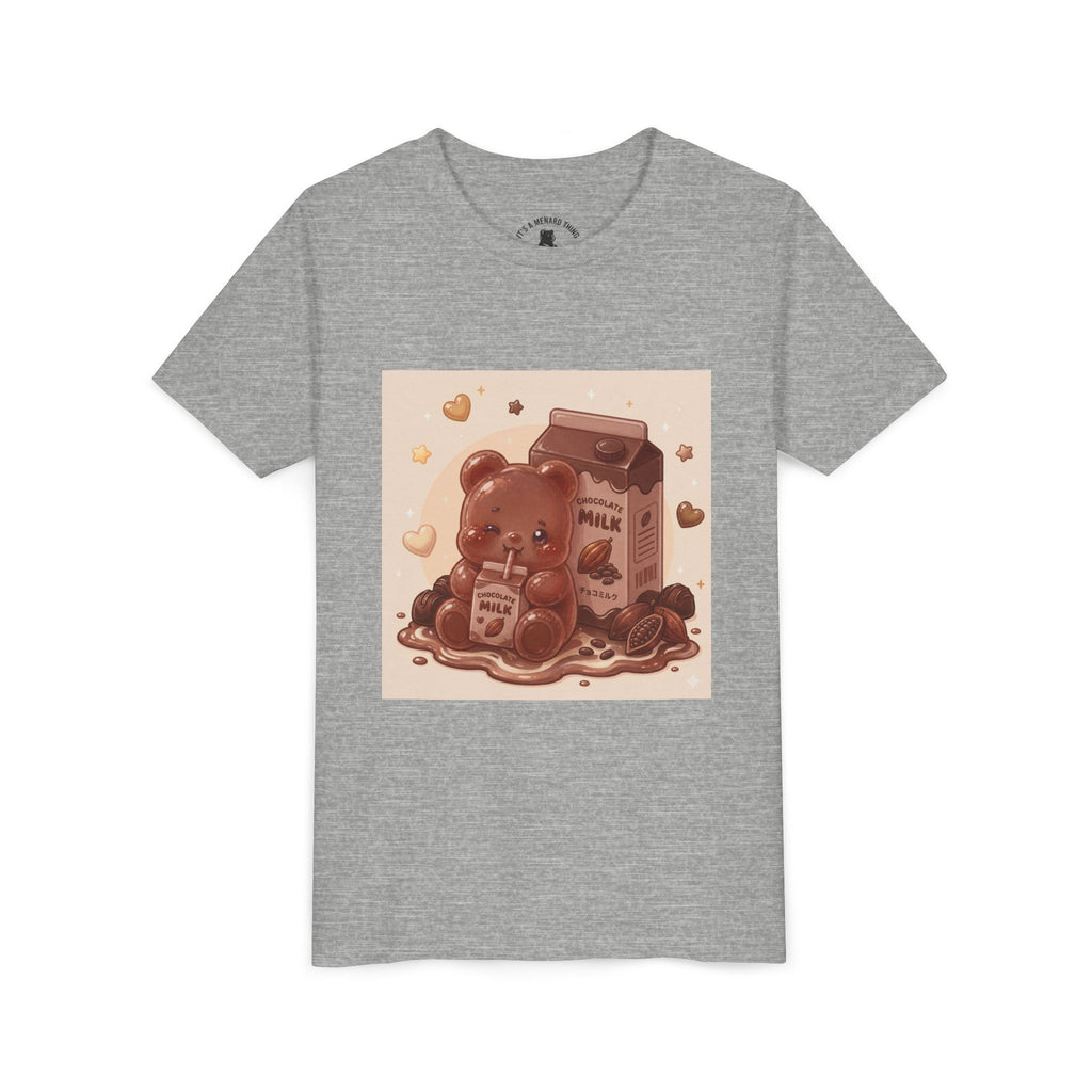 Kids Milk Chocolate Gooey Gummy Bear — Cute Milk Carton Graphic Youth T-Shirt