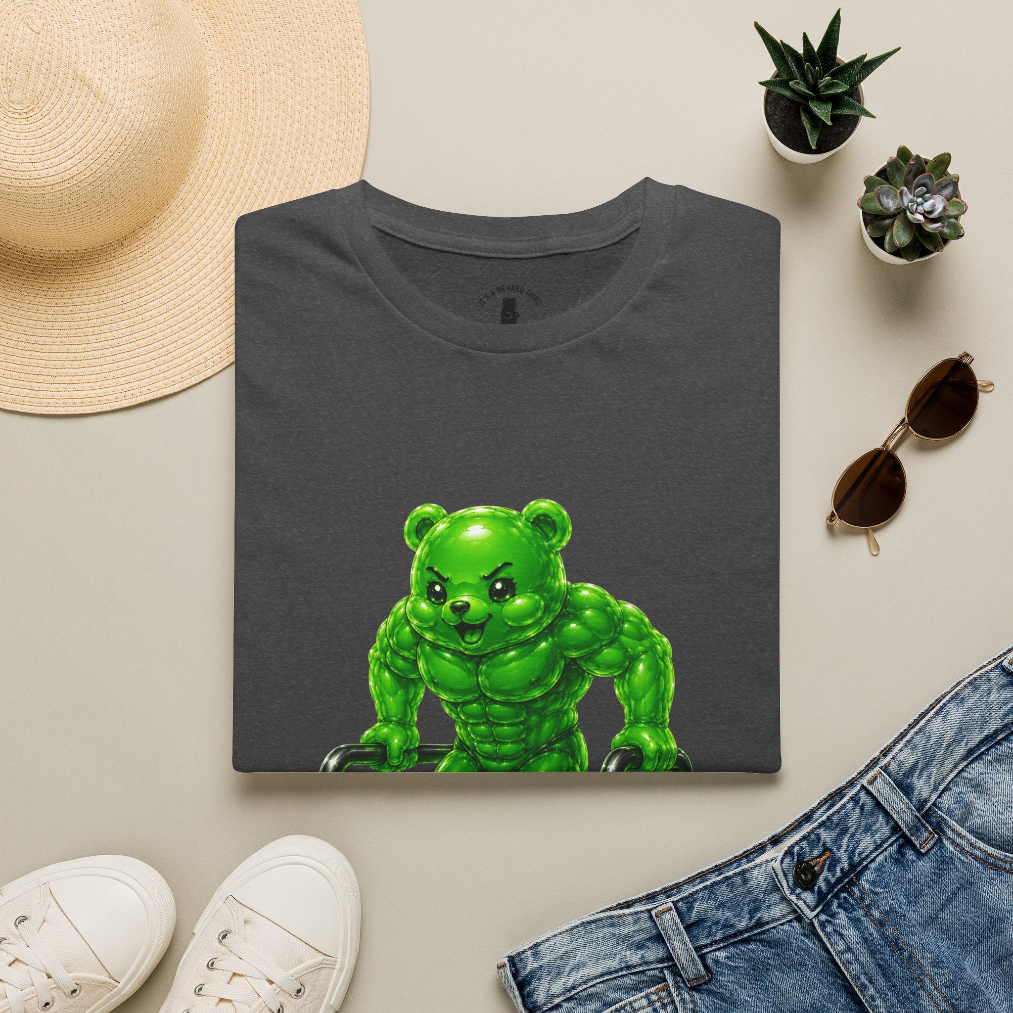 Bar Lifting Workout, Emerald green Oozy Buff Bear Gym Special- Adult Graphic Shirt (18+)