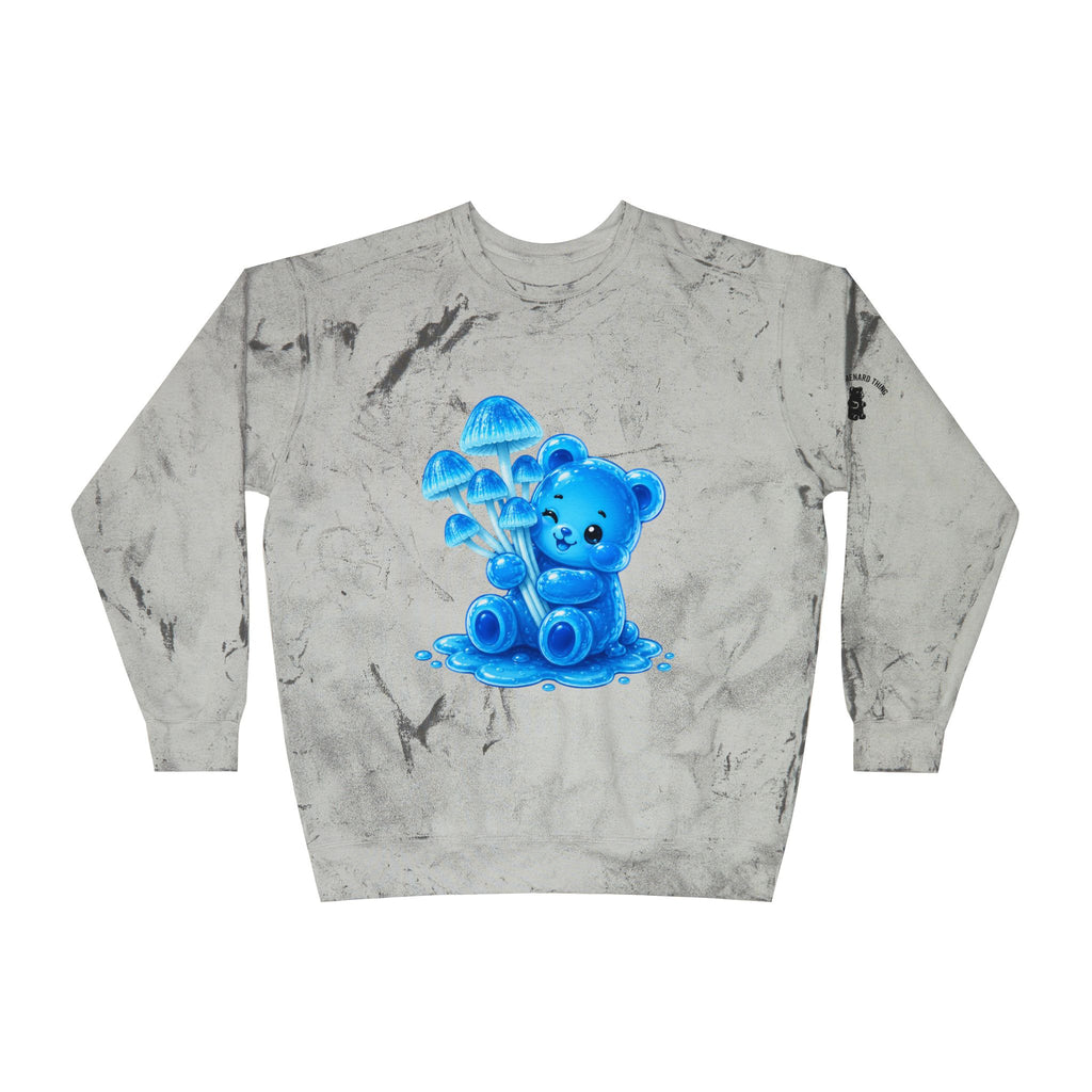 Blue Mushroom Cluster, Gooey Gummy Bear Friend-Kawaii Graphic Sweatshirt