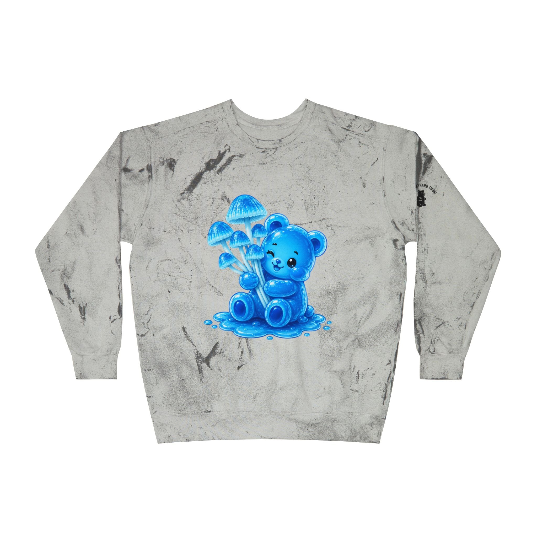 Blue Mushroom Cluster, Gooey Gummy Bear Friend-Kawaii Graphic Sweatshirt