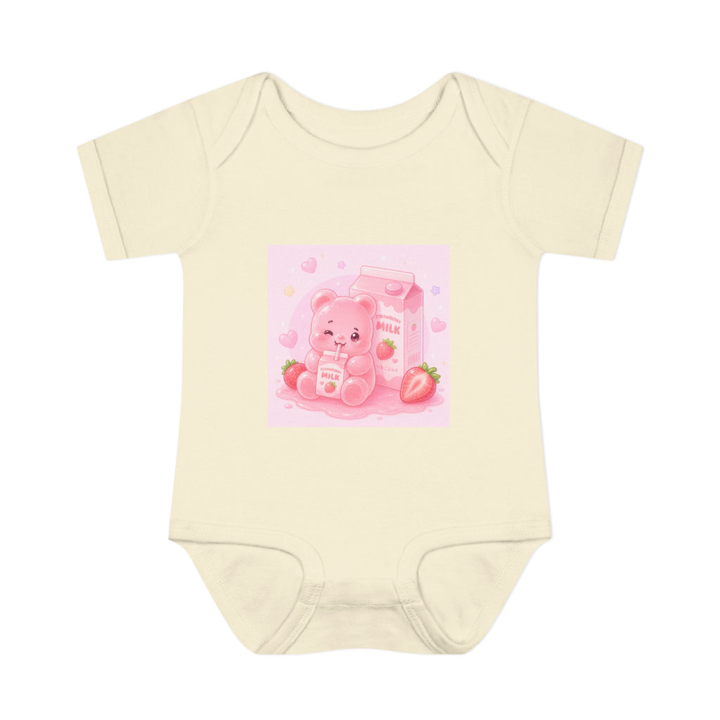 Pink Strawberry Milk Gooey Gummy Bear Infant Bodysuit