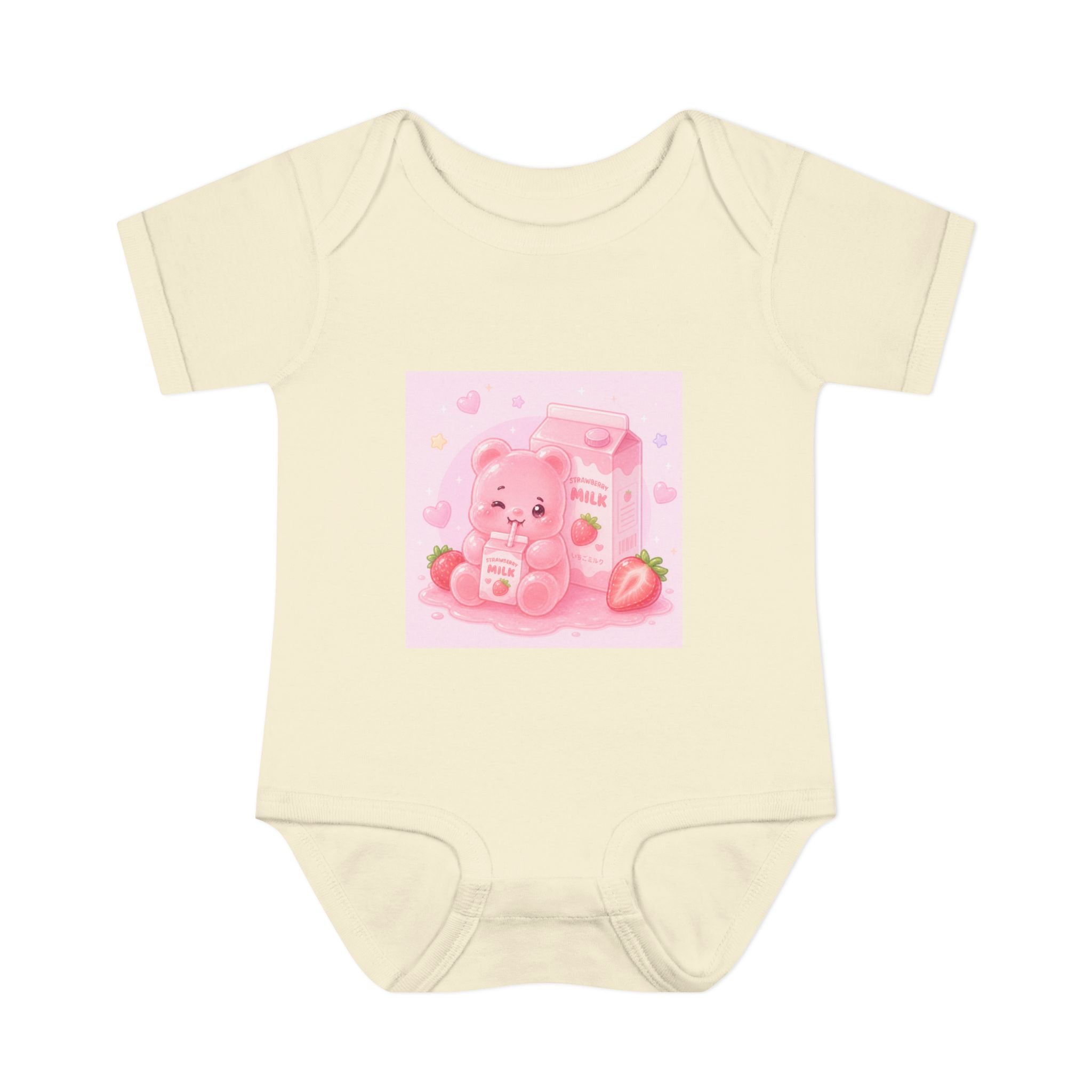 Pink Strawberry Milk Gooey Gummy Bear Infant Bodysuit