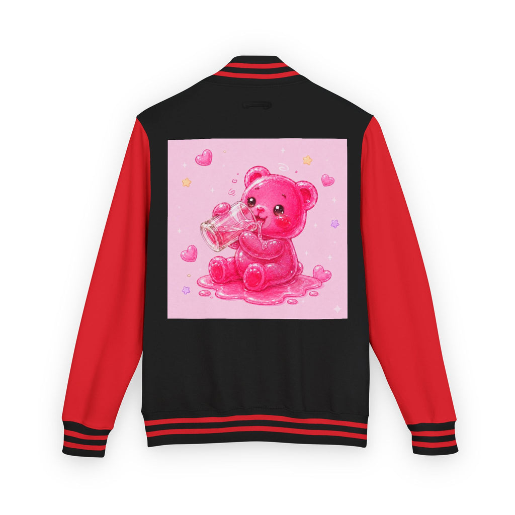 Pink Sugar Shock Shot! Boozy Gooey Gummy Bear — Kawaii Graphic Varsity Jacket
