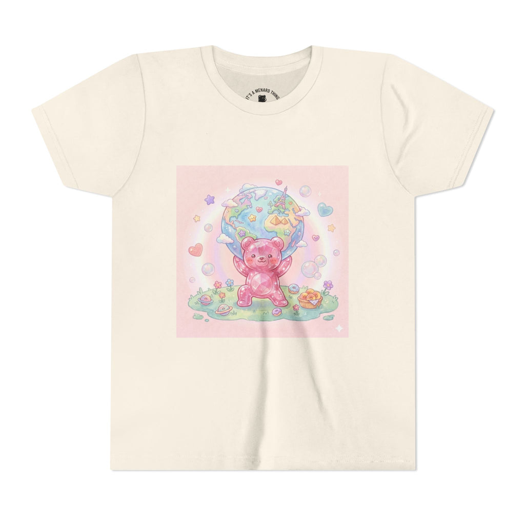 World Atlas, Weight of the Gummy World Pink Gooey Bear- Pastel Graphic Youth T-Shirt