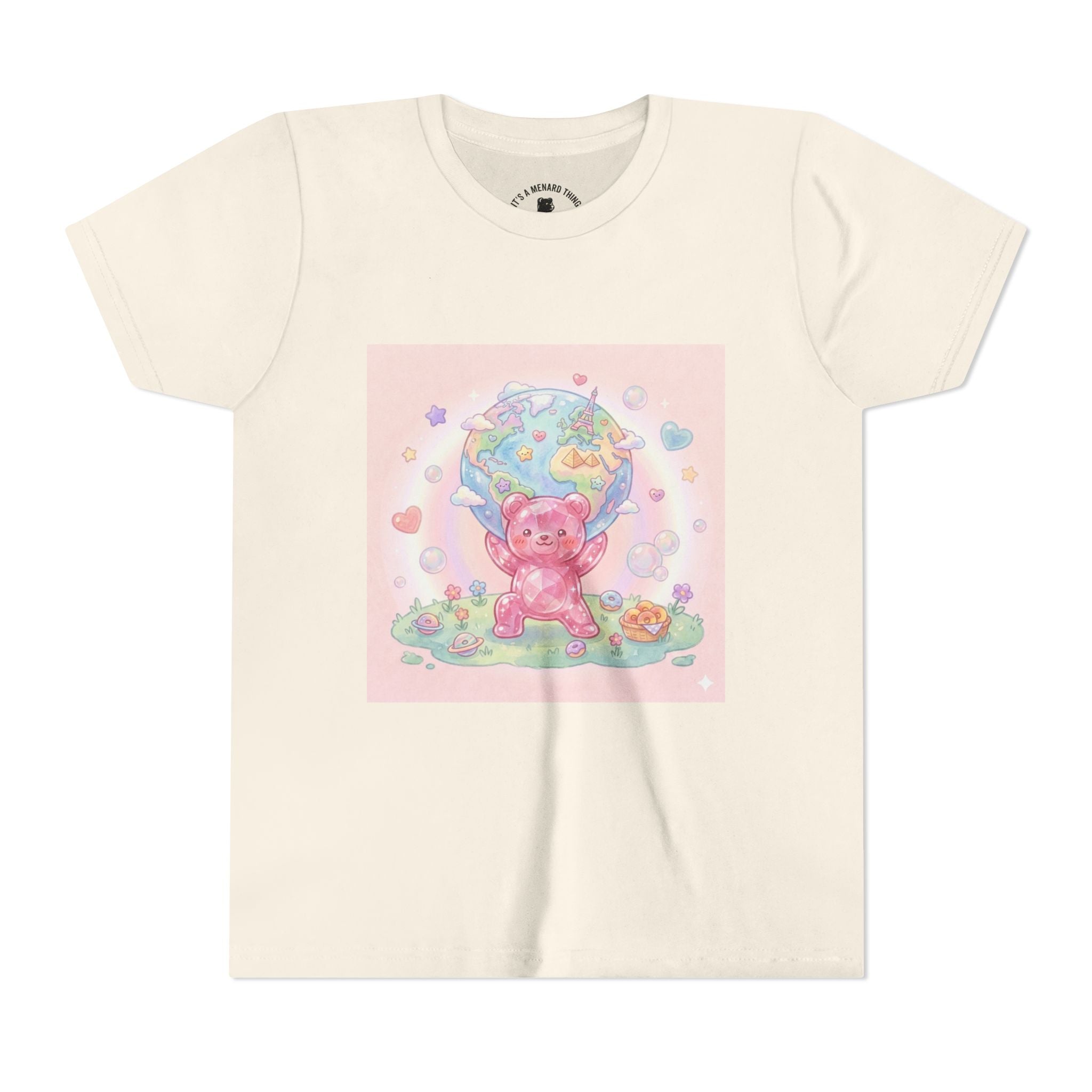 World Atlas, Weight of the Gummy World Pink Gooey Bear- Pastel Graphic Youth T-Shirt