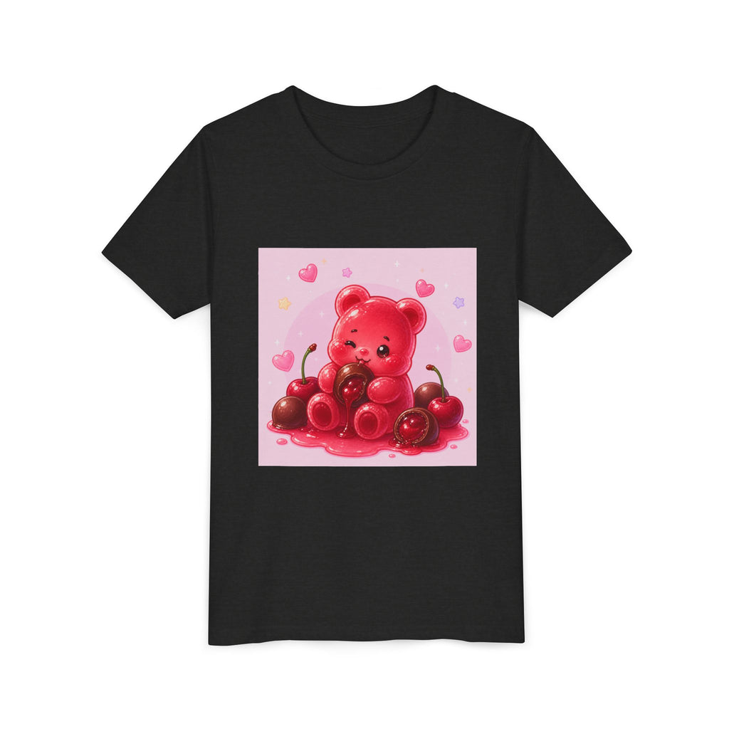 Red Gooey Gummy Bear with Chocolate & Cherries Youth T‑Shirt