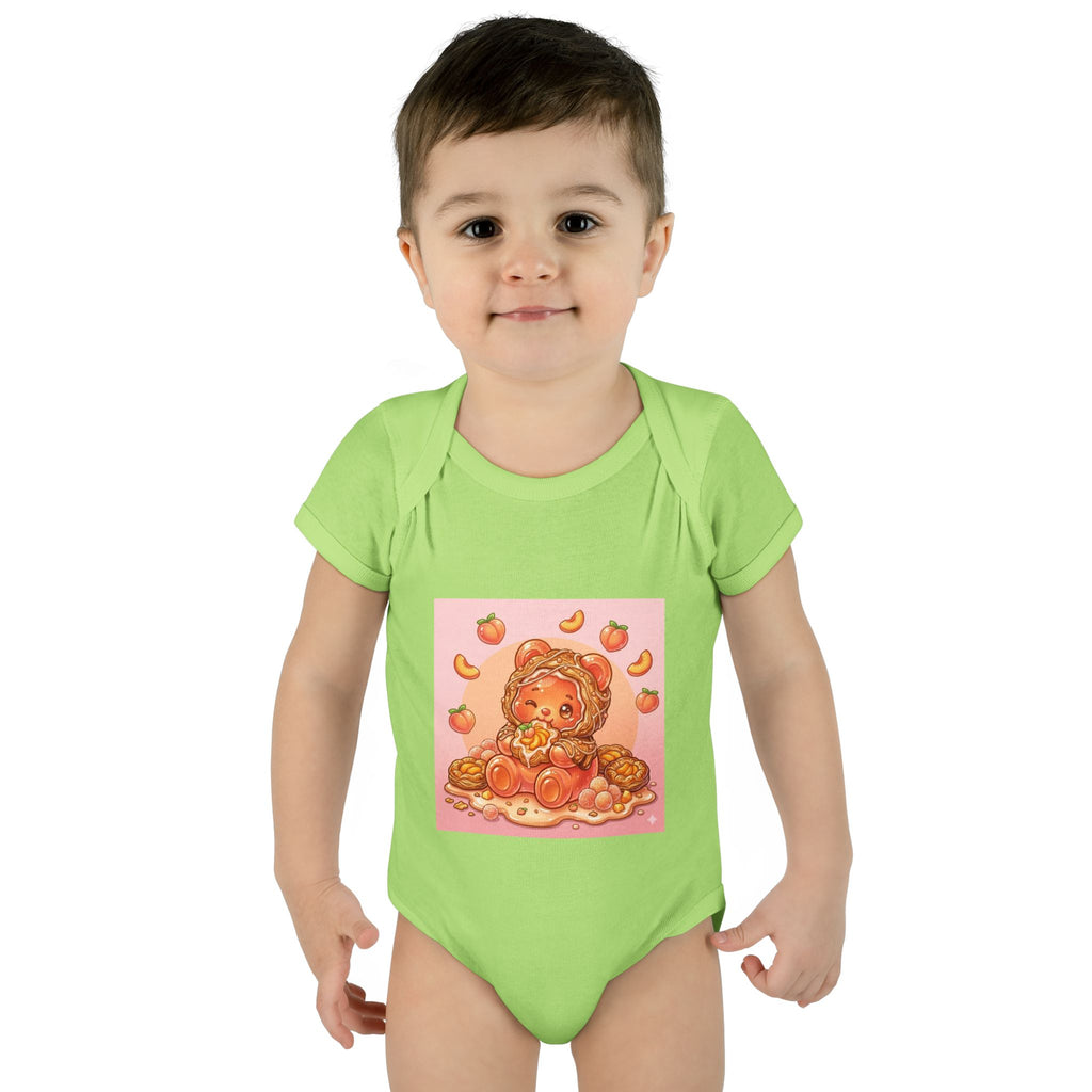 Peach Danish Gooey Gummy Bear in Puff Pasterie PJs Baby Onesie