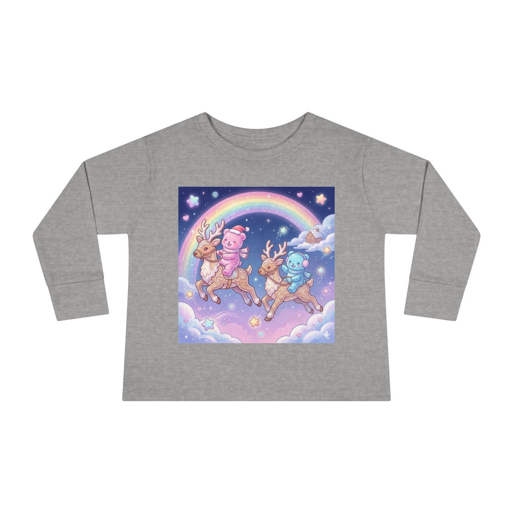 Riding On Frosted Flying Reindeer, Oozy Bear Friends Special- Graphic Long Sleeve Shirt
