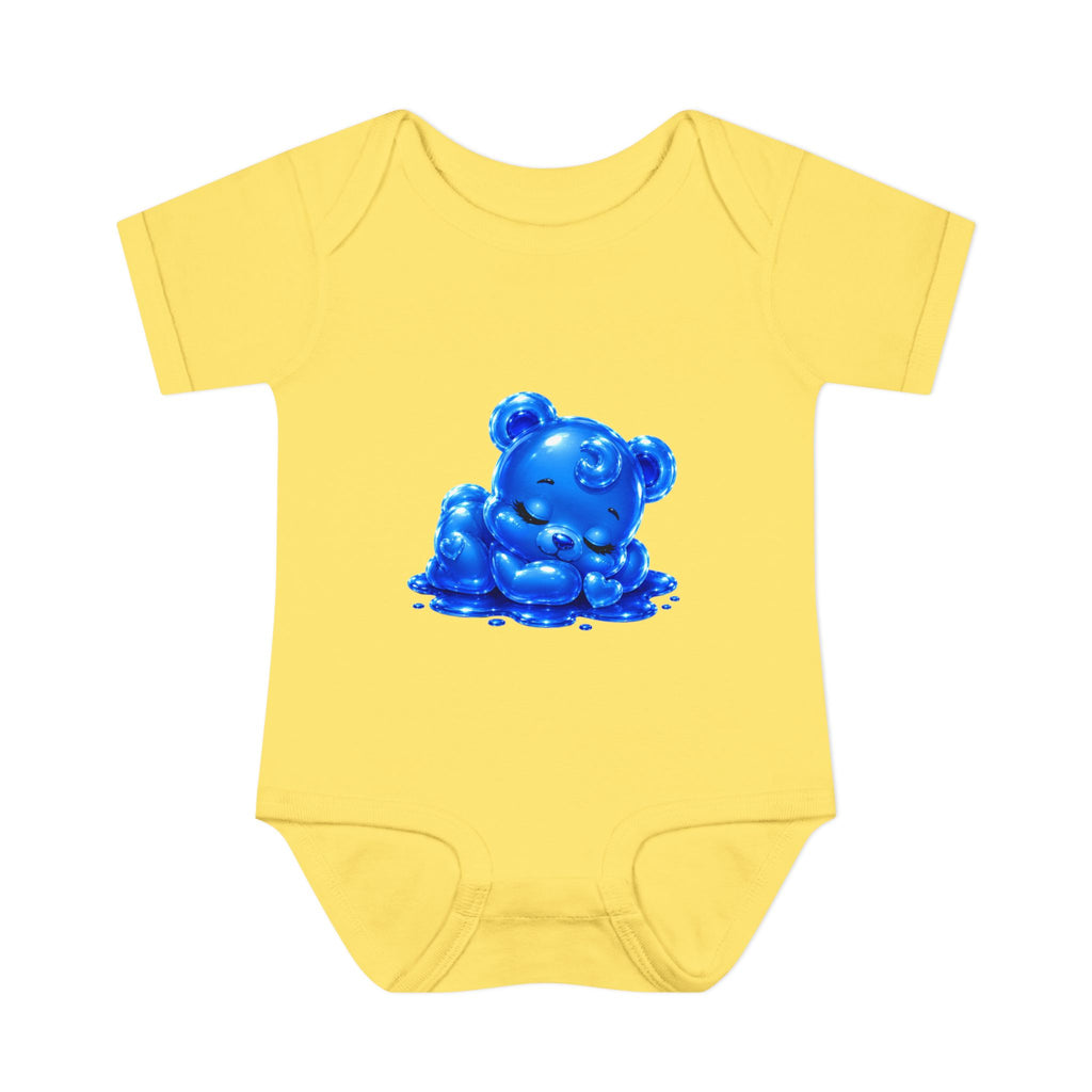 Taking a Nap, Blue Oozy Baby Gummy Bear Cutie Addition- Graphic Onesie