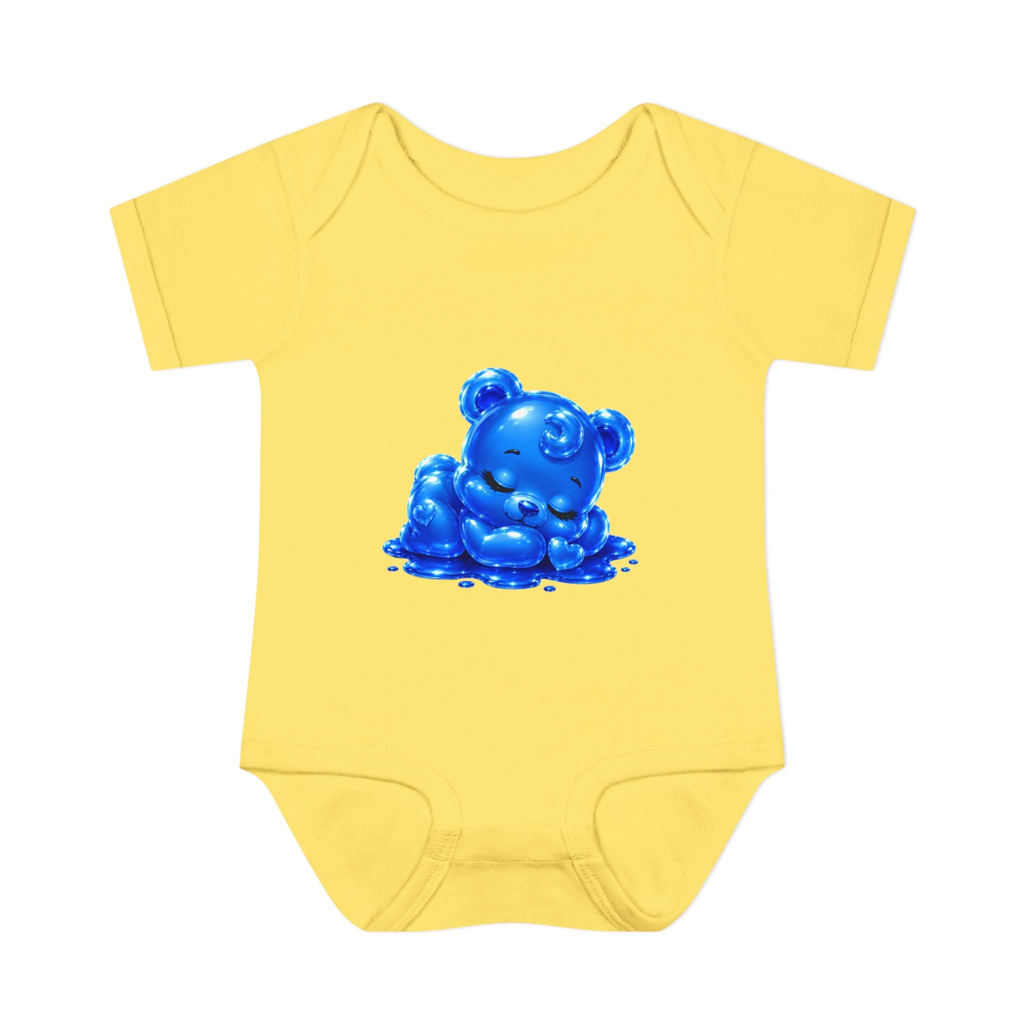 Taking a Nap, Blue Oozy Baby Gummy Bear Cutie Addition- Graphic Onesie