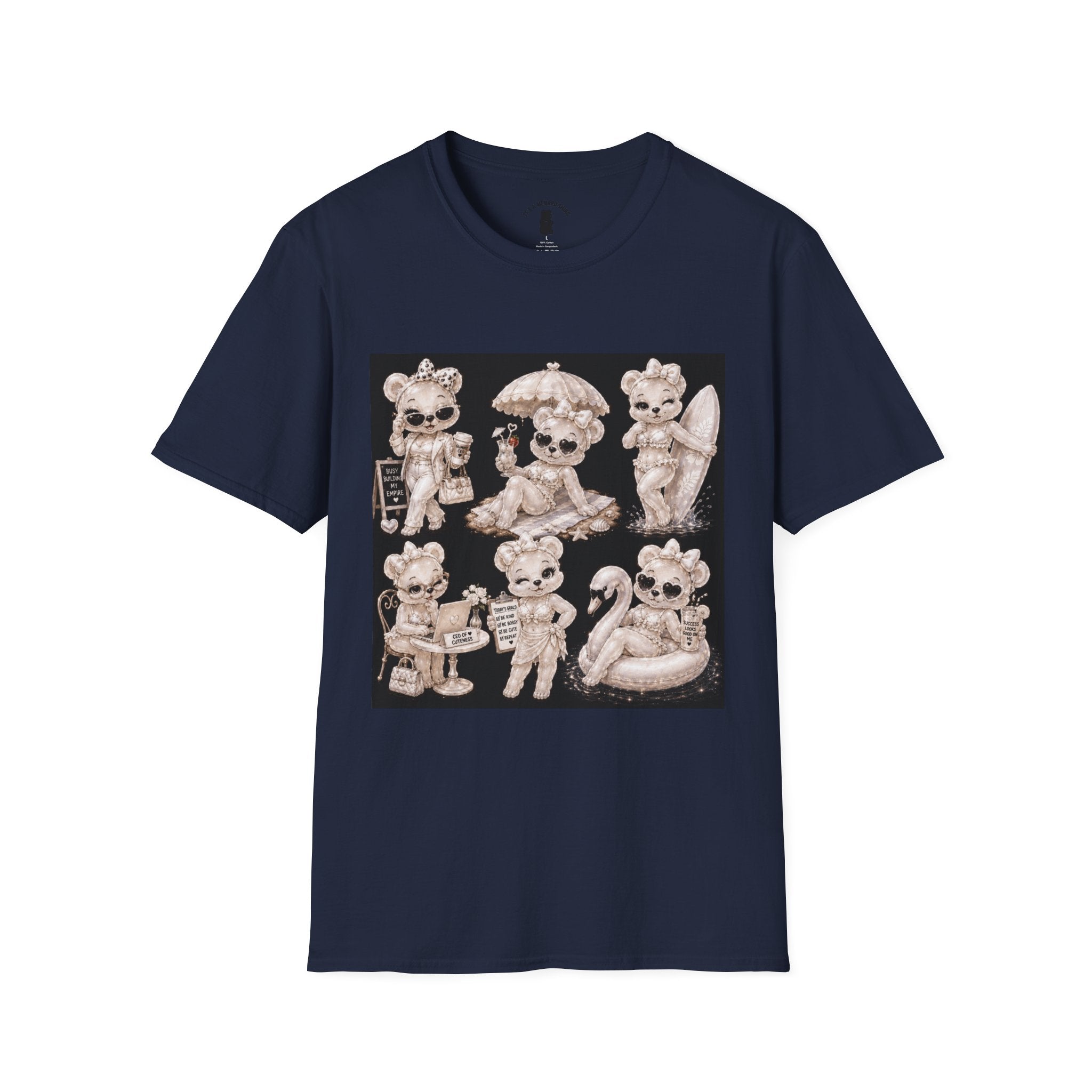 Vintage Kawaii Retro Oozy Bear, Beach Babe Pin Up- Adult Graphic Shirt (18+)