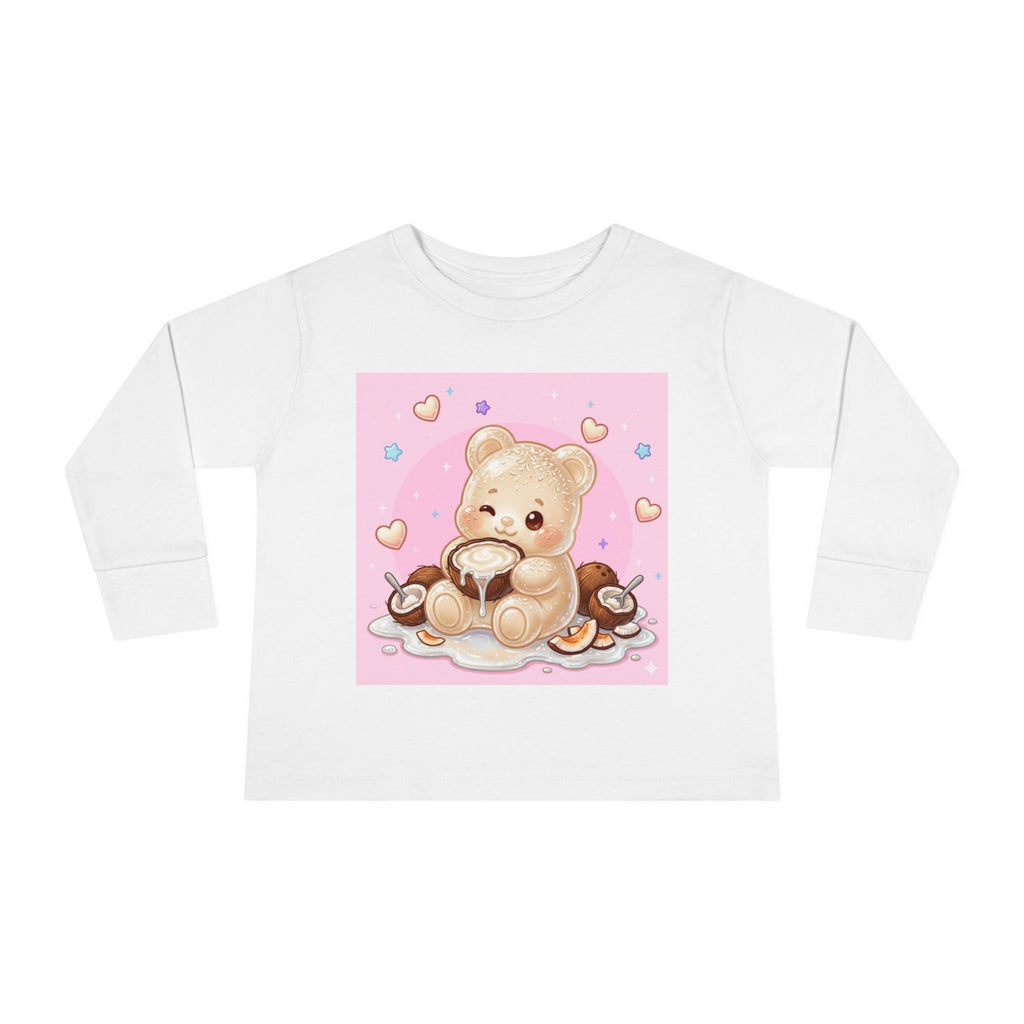 Coconut Milk, White Oozy Bear Gummy Friend- Kids Long Sleeve Shirt