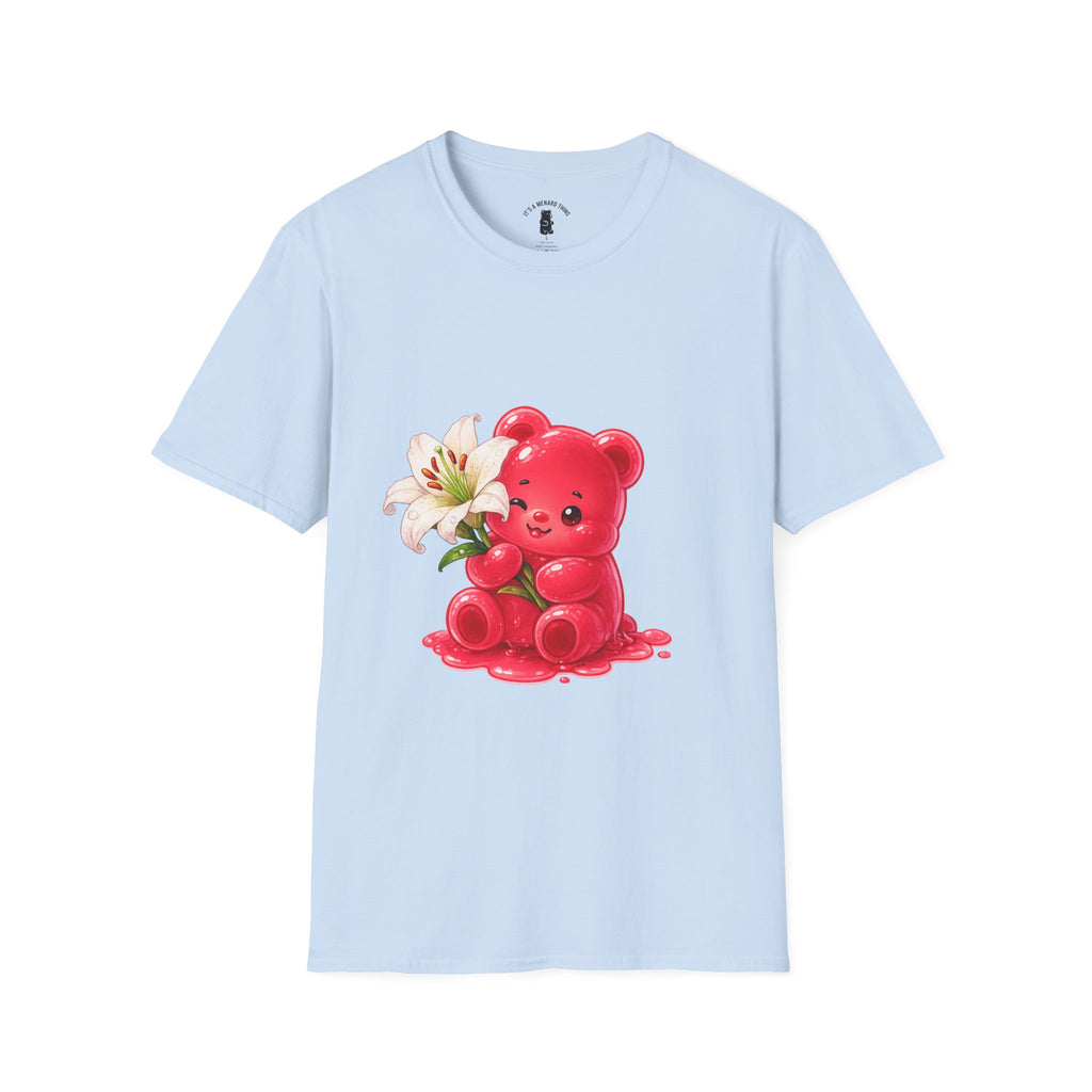 White Casa Blanca Lily, Red Oozy Bear Special Flower Edition- Graphic Shirt