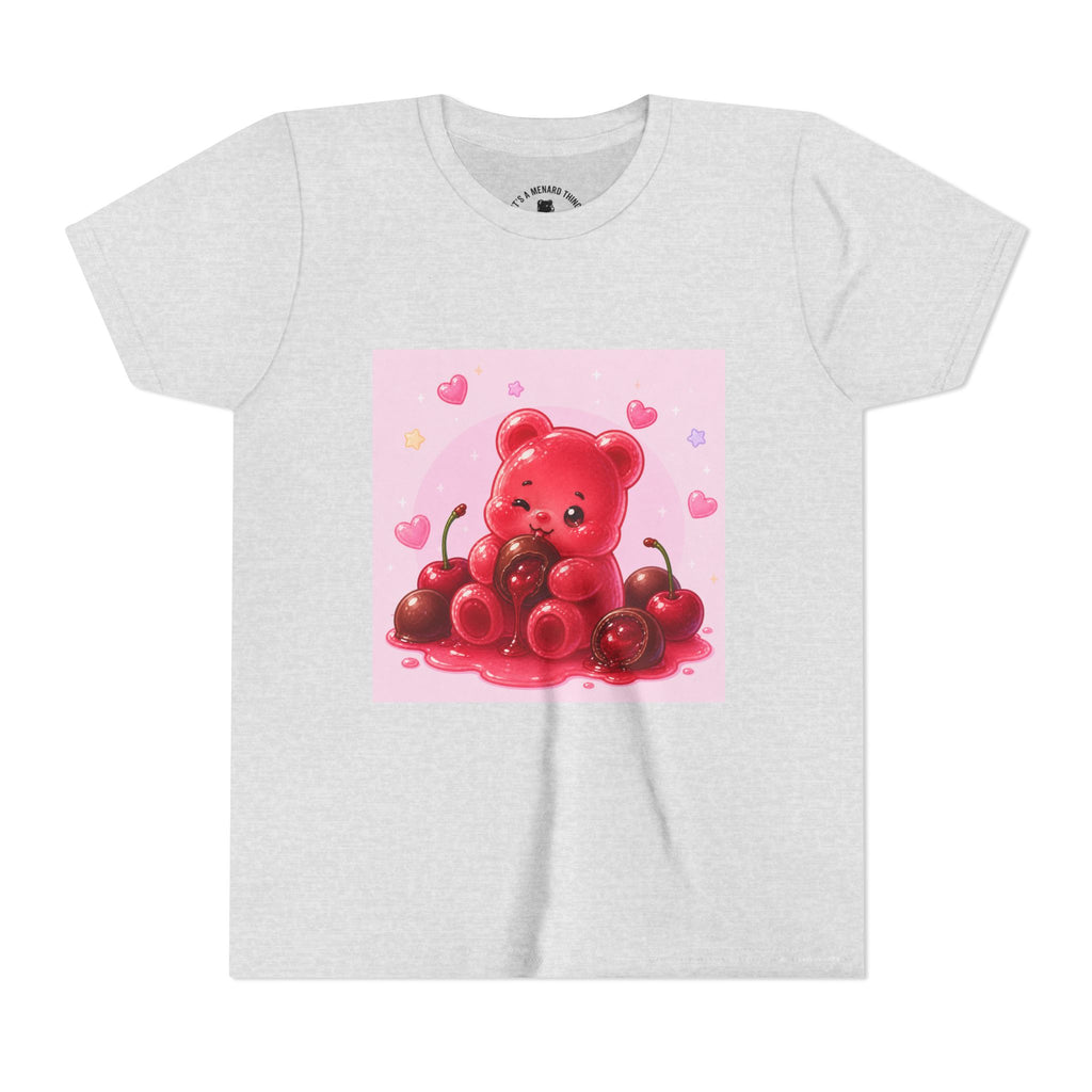 Red Gooey Gummy Bear with Chocolate & Cherries Youth T‑Shirt