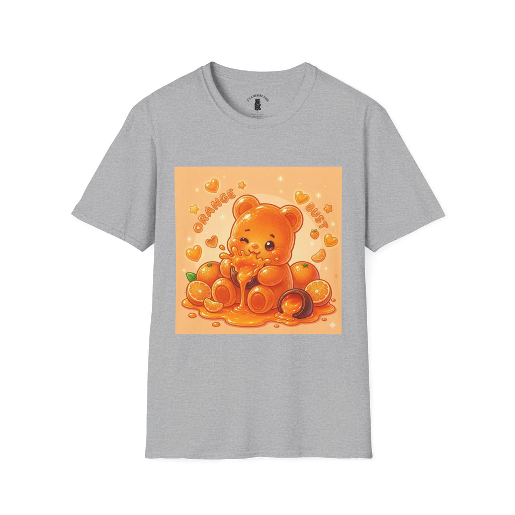 Orange Burst Gooey Gummy Bear T-Shirt —  Kawaii Graphic T-Shirt