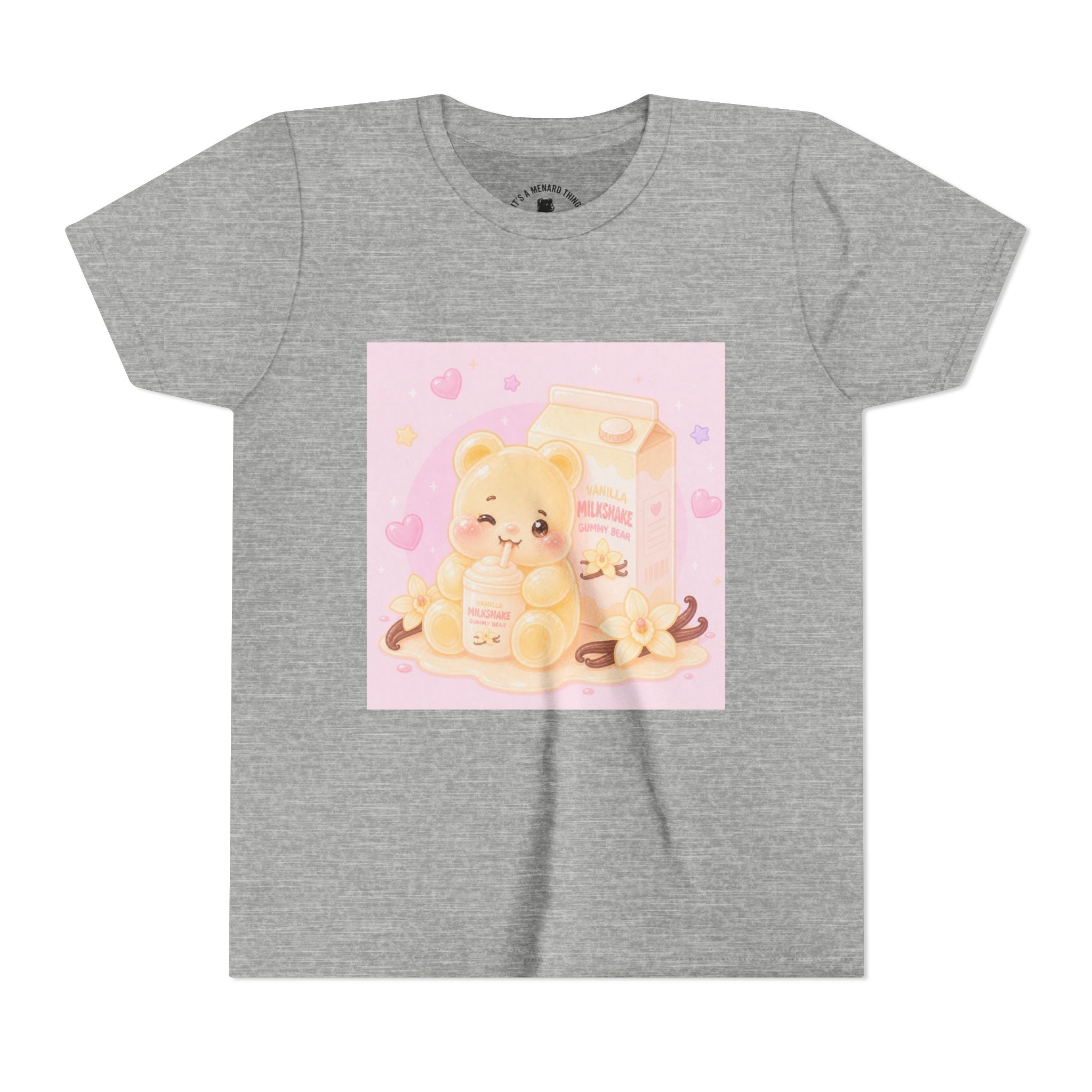 Vanilla Milk Shake Gooey Gummy Youth Tee — Kawaii Pastel Kids T‑Shirt