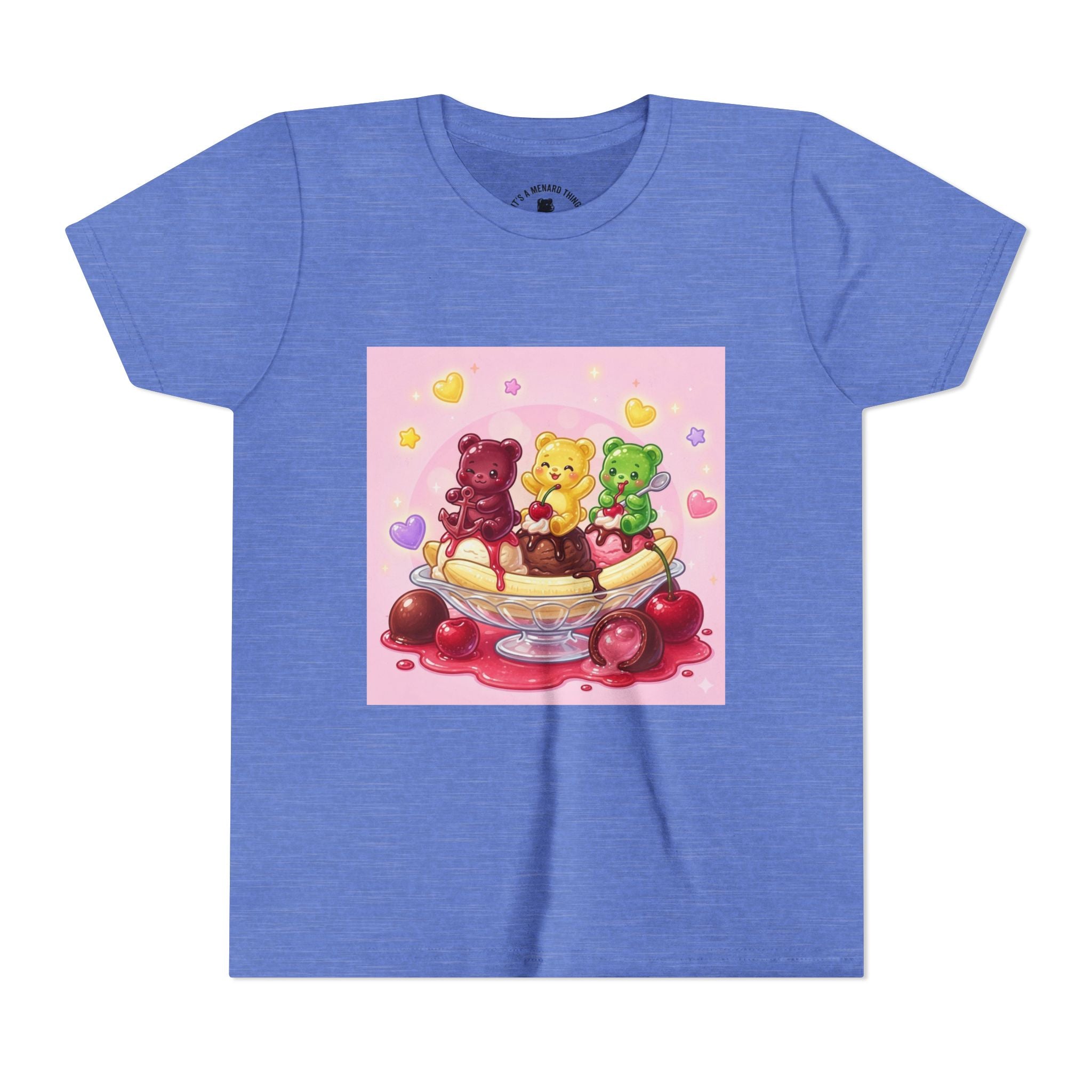 Gooey Gummy Bears on Banana Split Boat Graphic Youth T-Shirt