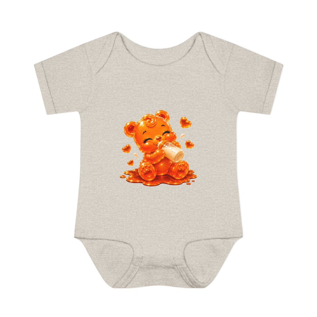 Yummy, Yummy Milk Time Orange Oozy Baby Gummy Bear Cutie Addition- Graphic Onesie