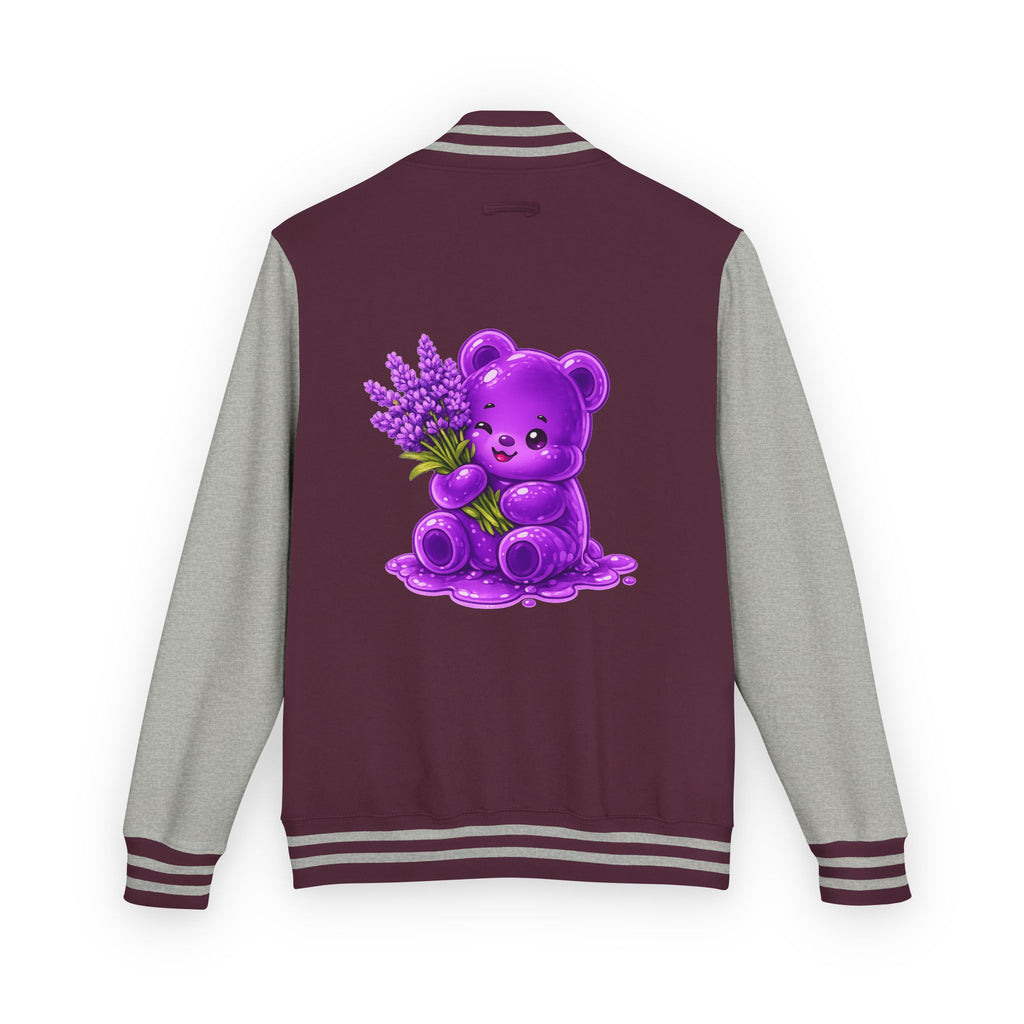 Fresh Lavender Stalk, Special Purple Oozy Bear Gummy Friend- Letterman Graphic Jacket