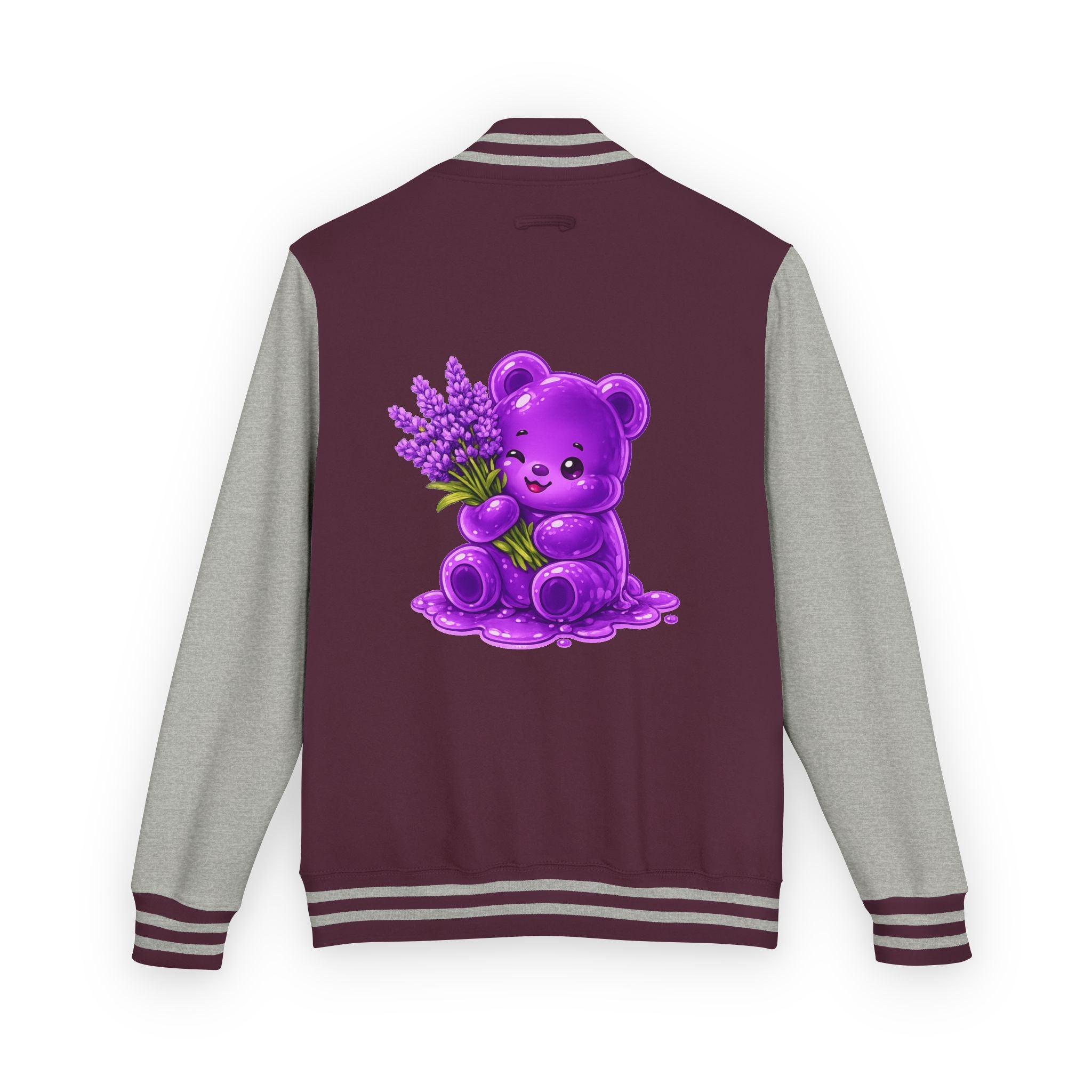 Fresh Lavender Stalk, Special Purple Oozy Bear Gummy Friend- Letterman Graphic Jacket