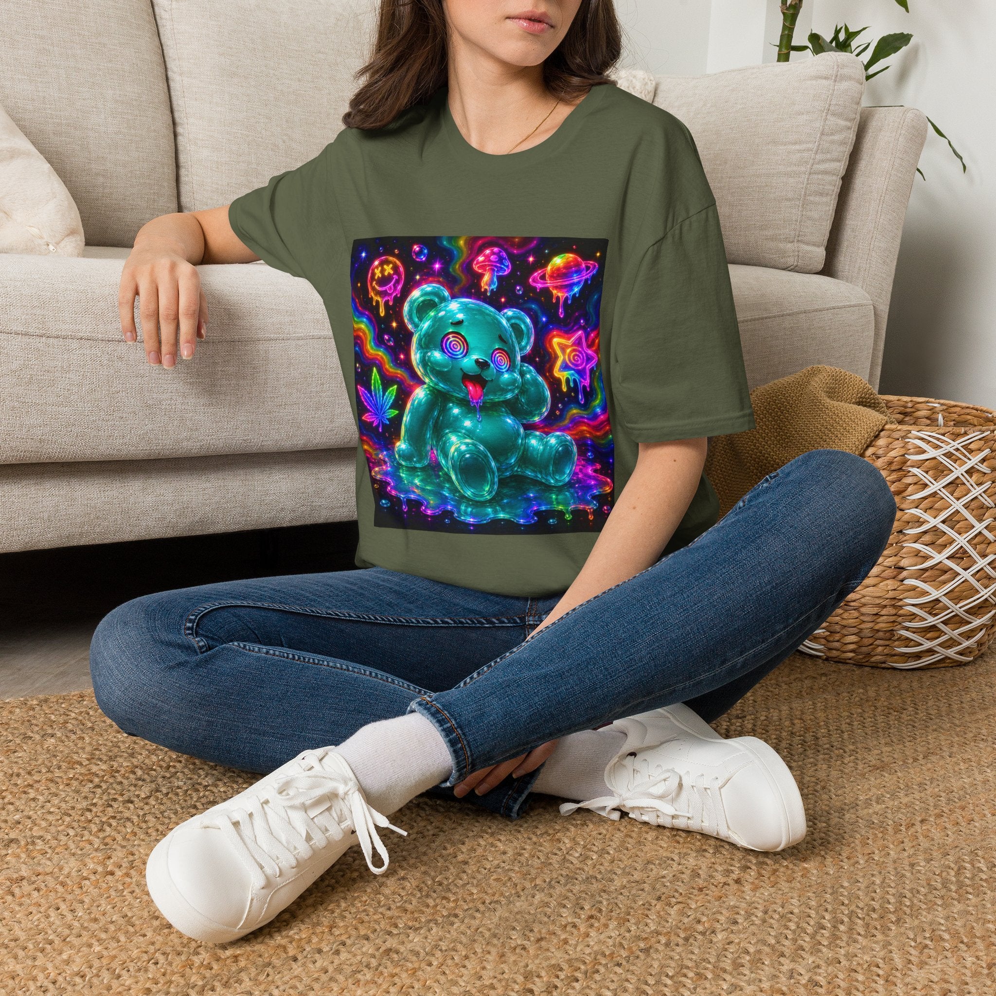 Psychedelic Neon Special Addition Oozy Bear Gummy Friend— Graphic Shirt (Adult Only)