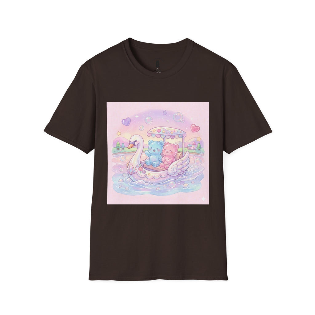 Romantic Swan Boat Ride, Gooey Gummy Friends— Kawaii Graphic T-Shirt