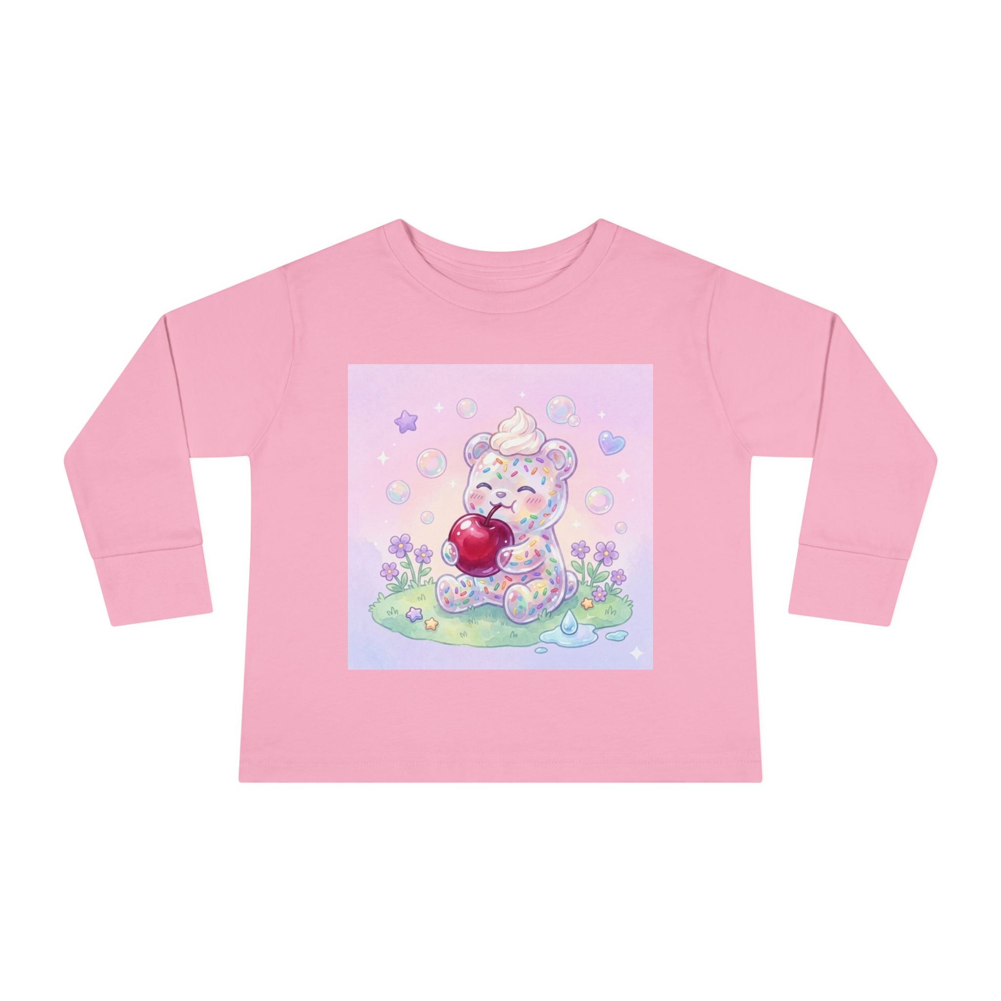 White Birthday Sprinkles with Cherry Snack, Oozy Bear Friend- Graphic Long Sleeve Shirt