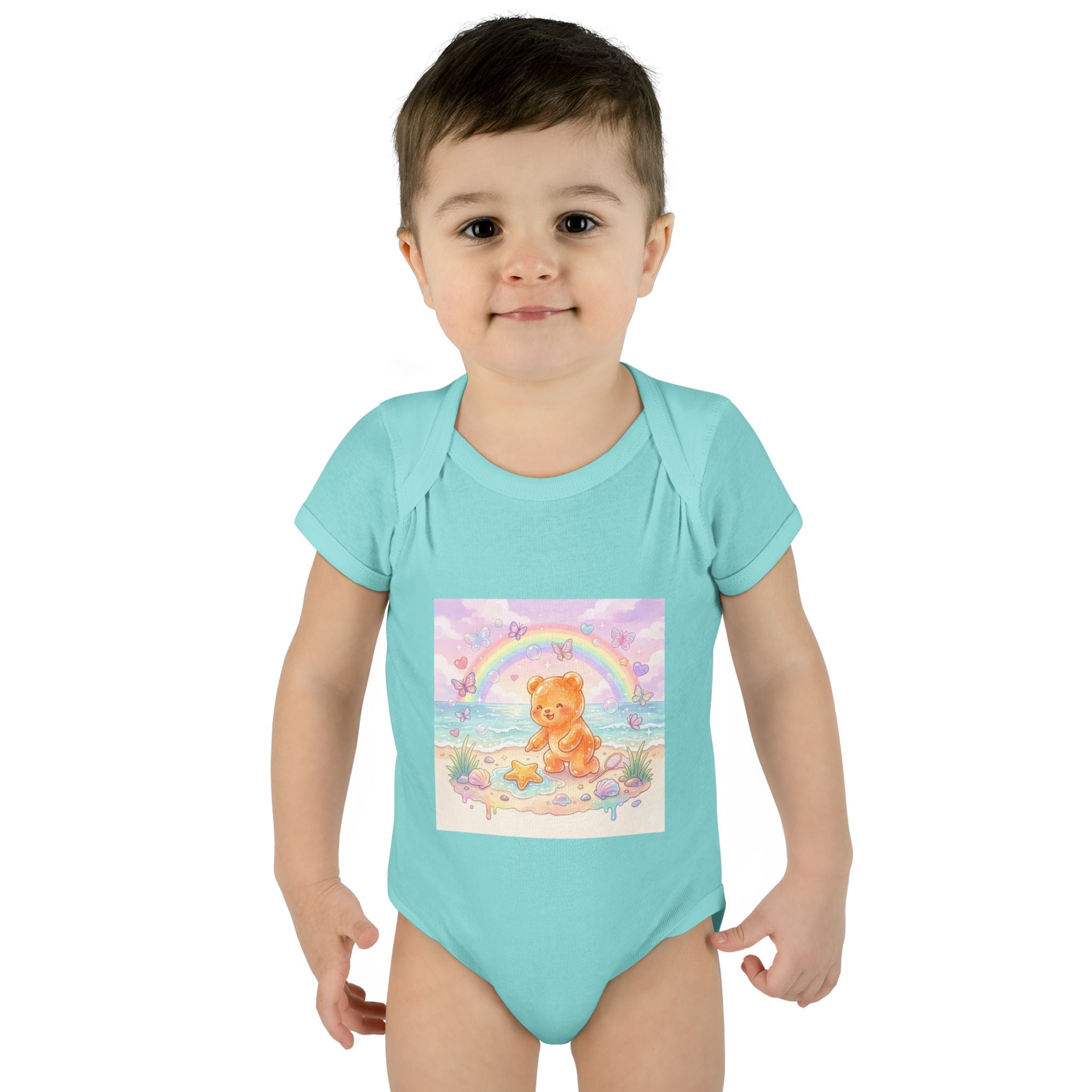 Gooey Gummy Beach Bear Rainbow & Starfish - Bodysuit