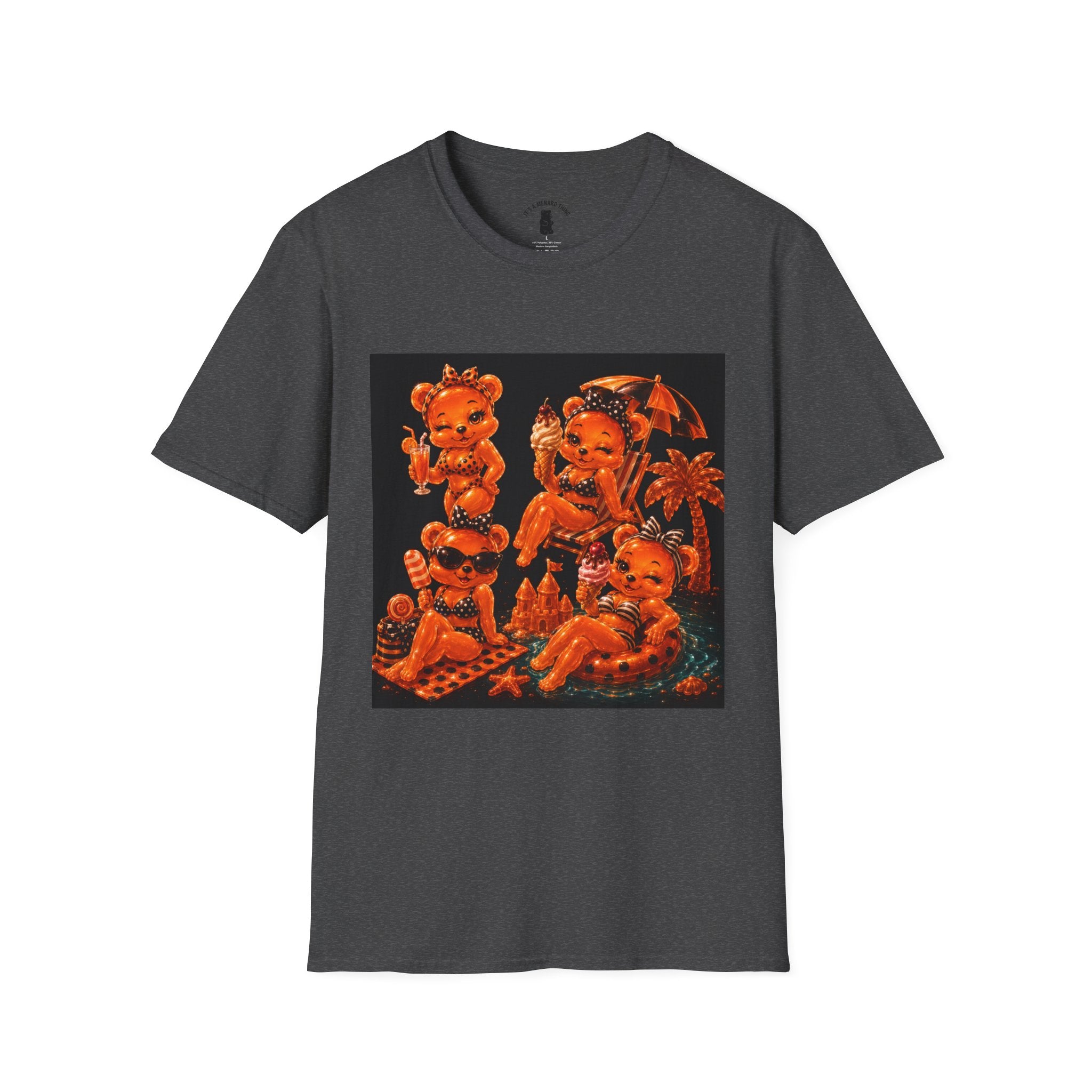 Retro Orang Beach Pin Up Oozy Bear Babe- Adult Graphic Shirt (18+)