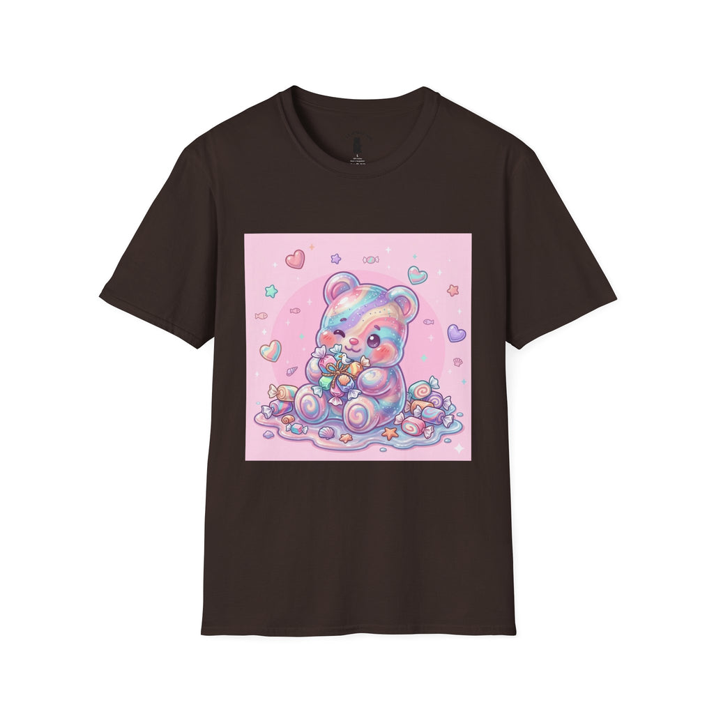 Cute Pastel Candy Bear T-Shirt — Rainbow Kawaii Heart Graphic