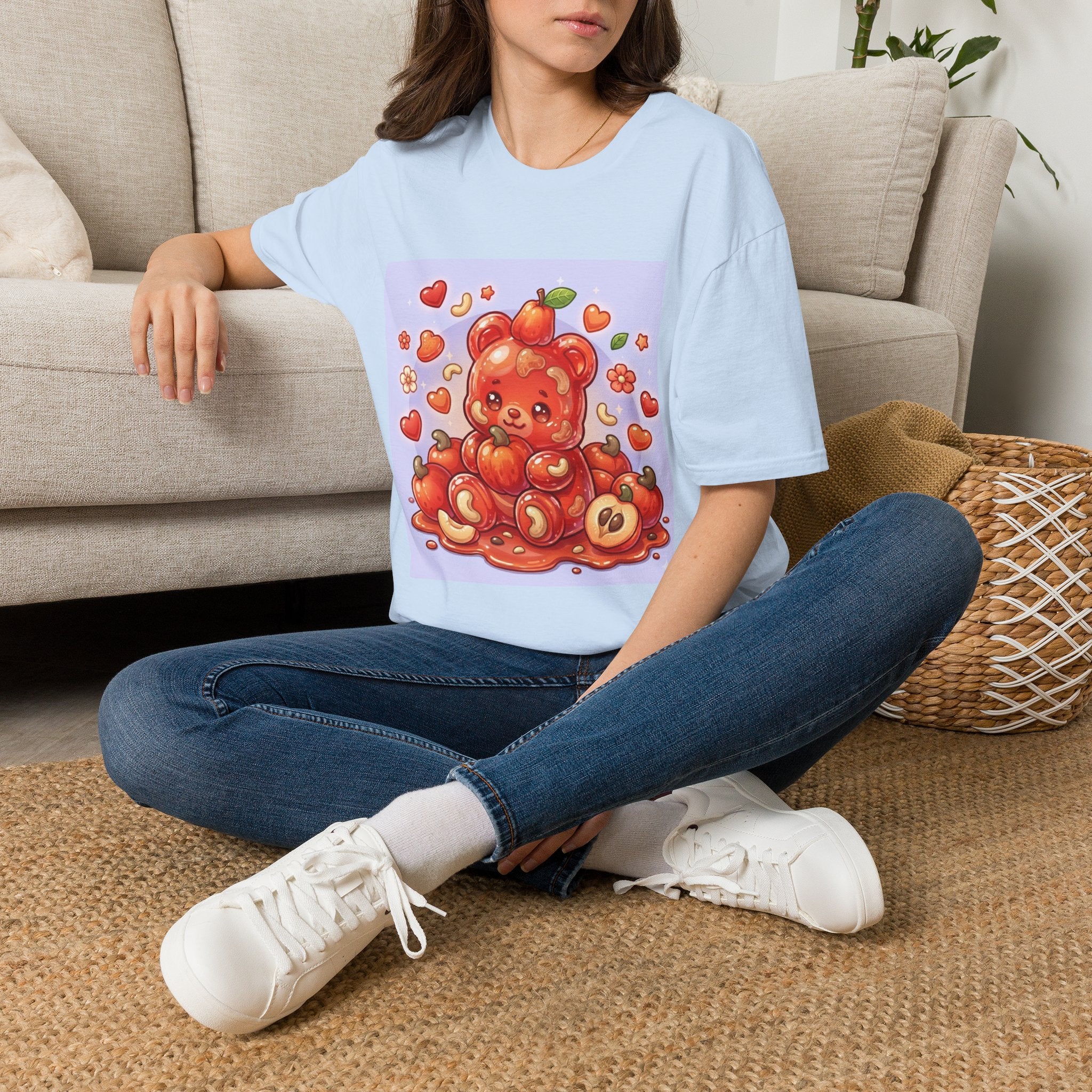 Scrumptious Cashew Apple, Oozy Gummy Bear Friend — Kawaii Graphic Shirt