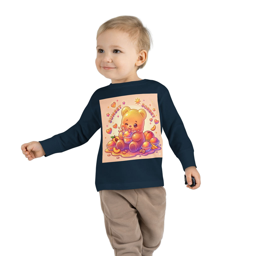 Sweet Peach Sorbet, Oozy Bear Gummy Friend Special- Kids Graphic Long Sleeve Shirt