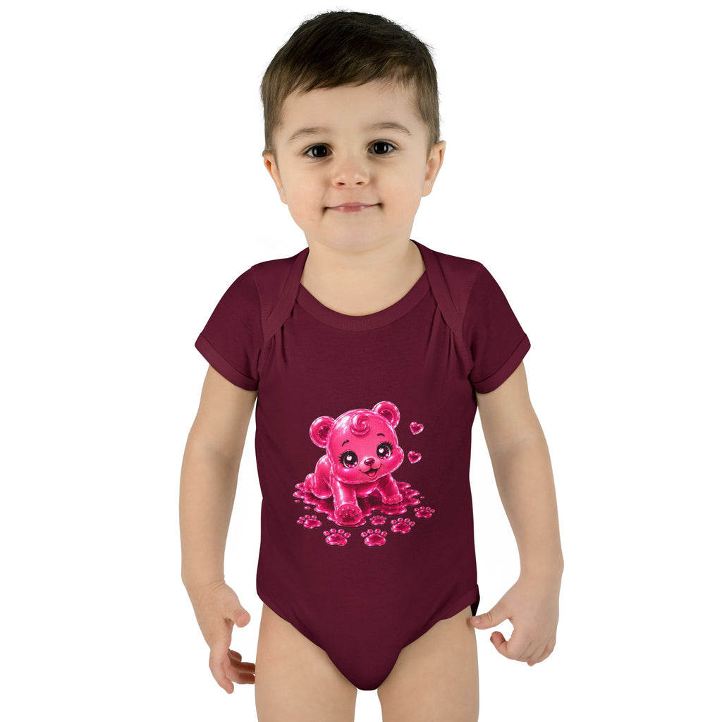 Messy Play Time, Crawling Steps Pink Oozy Baby Gummy Bear Cutie Addition- Graphic Onesie