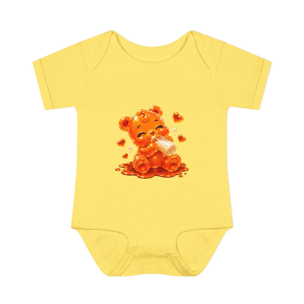 Yummy, Yummy Milk Time Orange Oozy Baby Gummy Bear Cutie Addition- Graphic Onesie