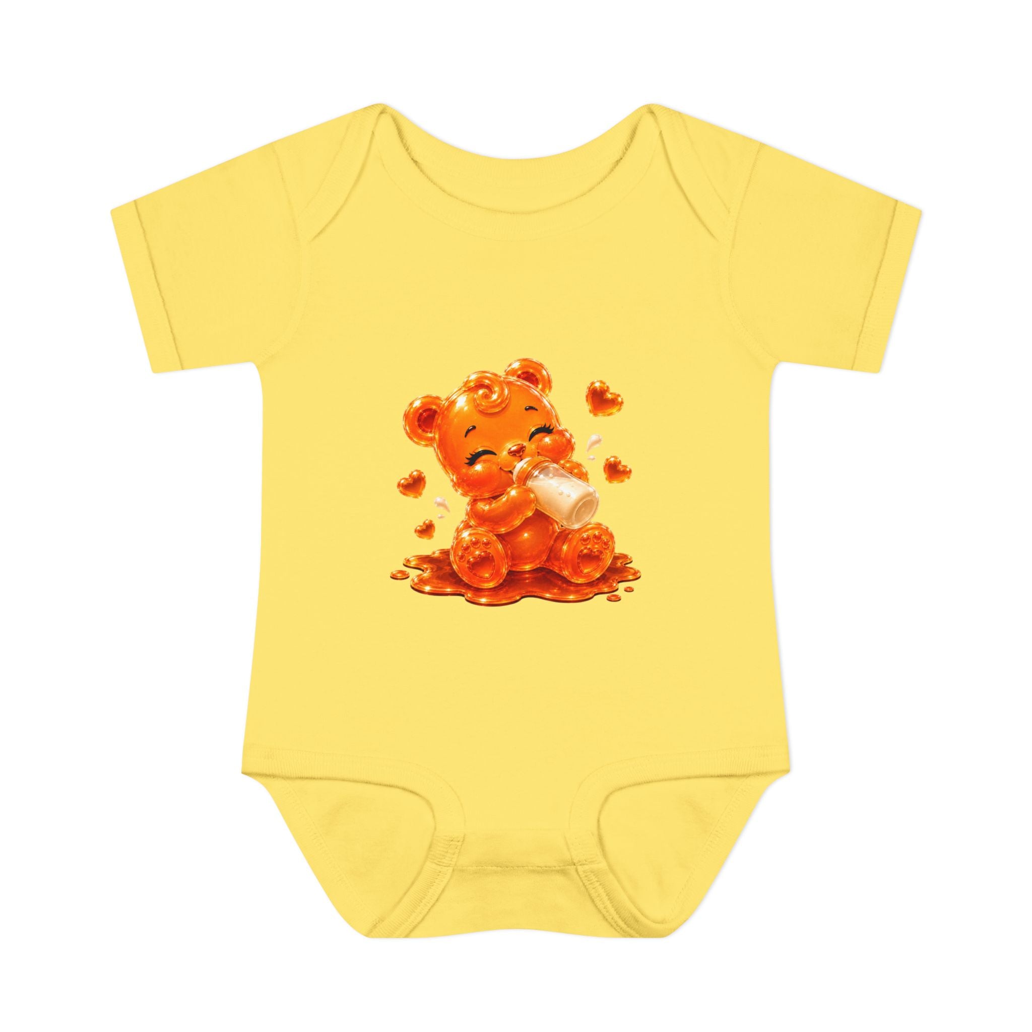Yummy, Yummy Milk Time Orange Oozy Baby Gummy Bear Cutie Addition- Graphic Onesie