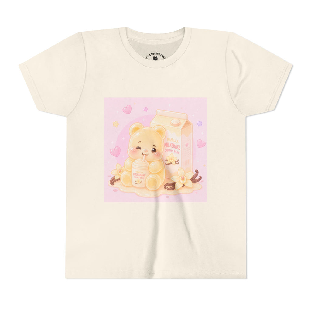 Vanilla Milk Shake Gooey Gummy Youth Tee — Kawaii Pastel Kids T‑Shirt