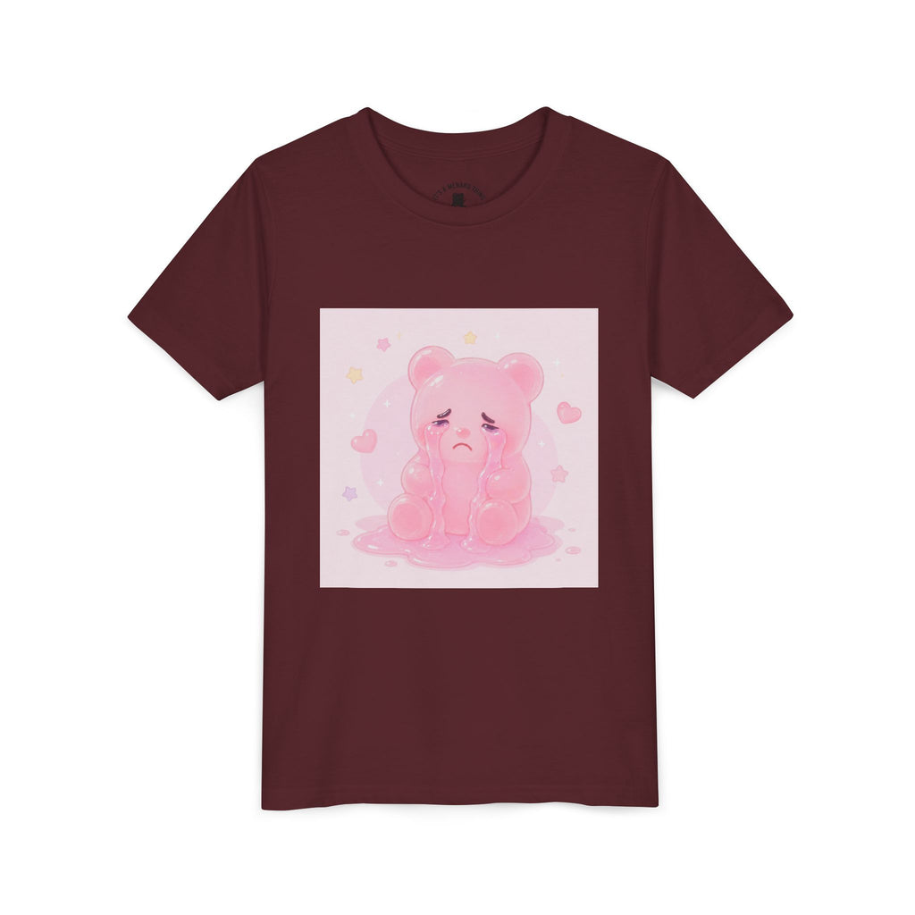 Pink Crying Gooey Gummy Bear Youth Tee – Cute Pastel Graphic Shirt