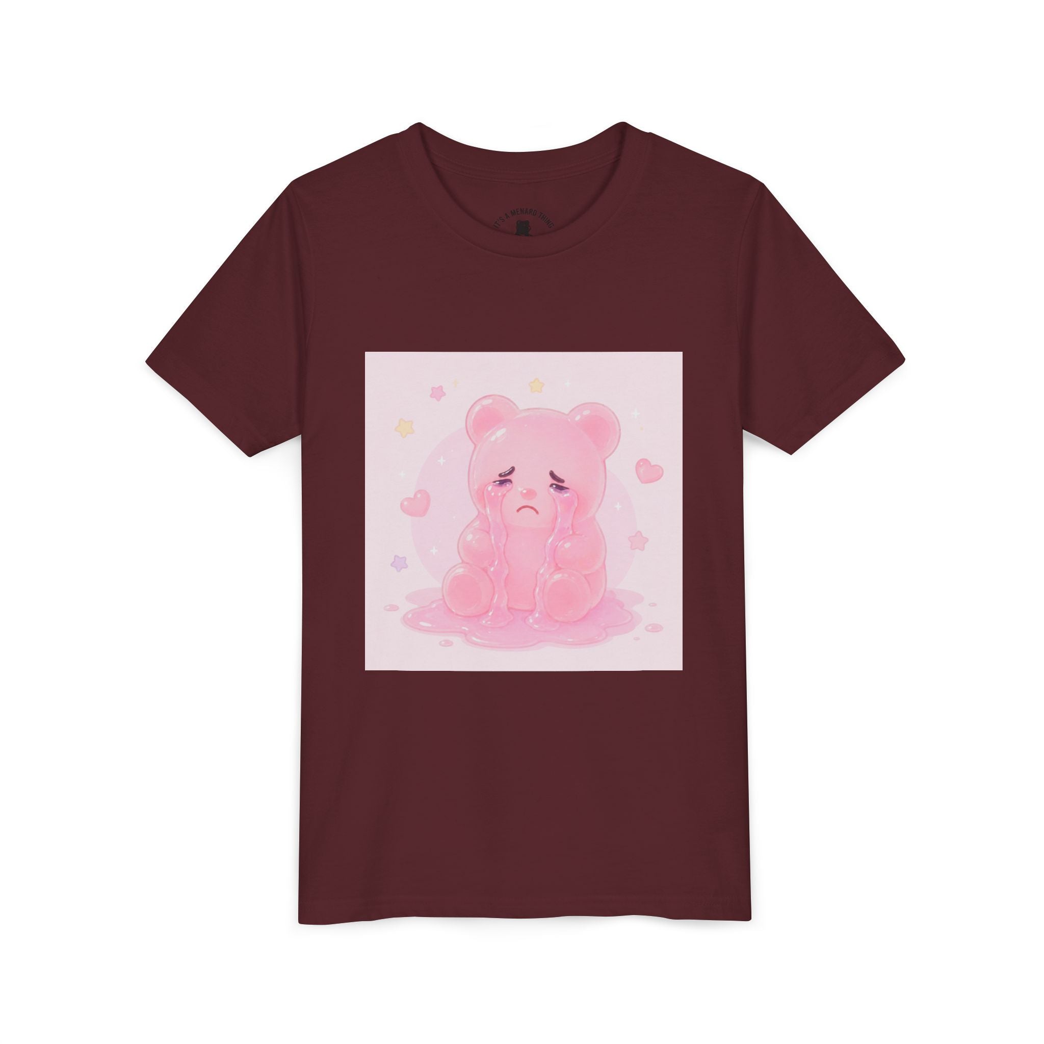 Pink Crying Gooey Gummy Bear Youth Tee – Cute Pastel Graphic Shirt