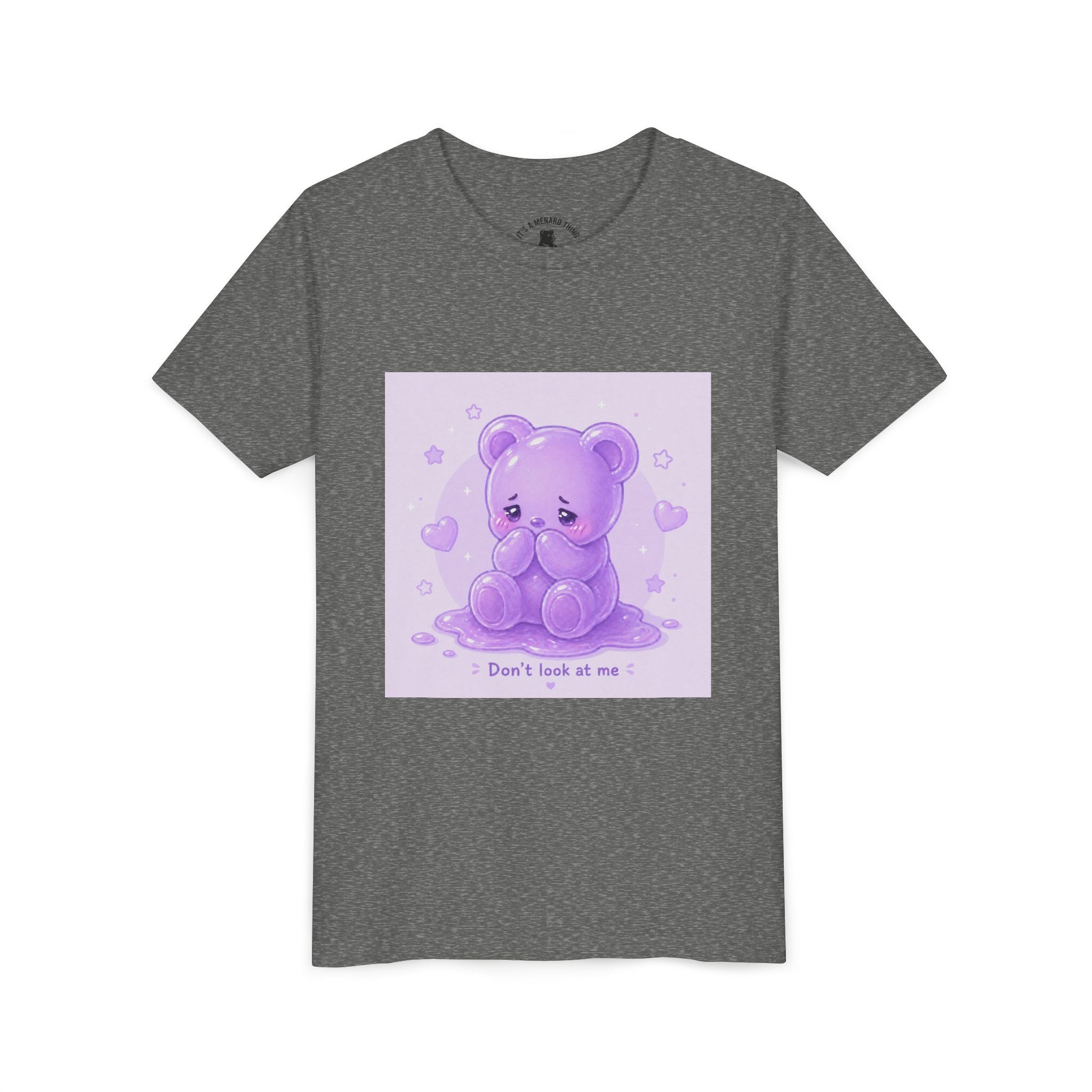 Shy Purple Gooey Gummy Bear “Don’t Look at Me” Graphic