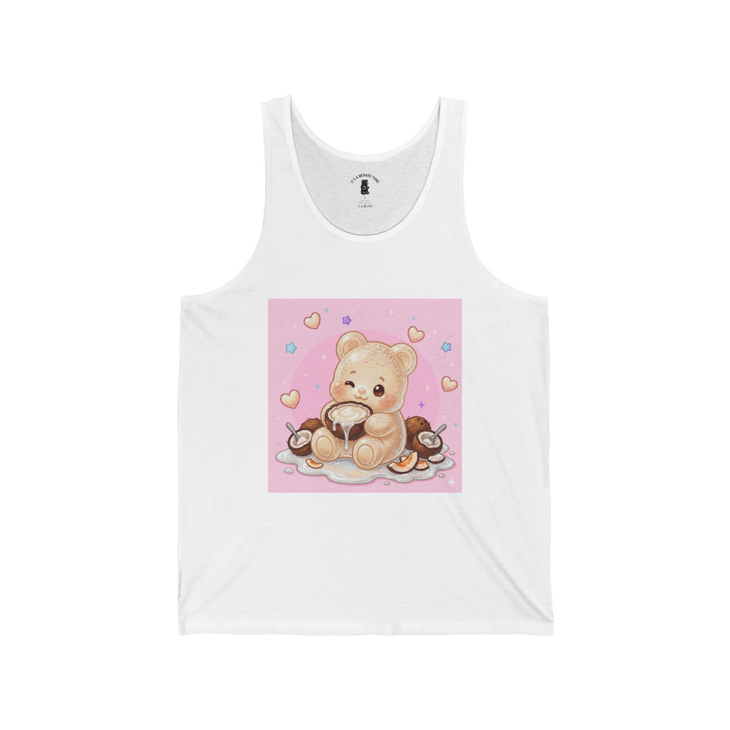 Coconut Milk, White Husk Gooey Gummy Bear — Kawaii Design Tank Top