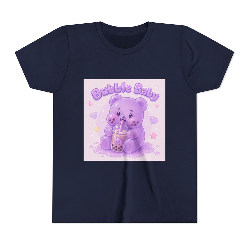 Purple Boba Tea Gooey Gummy Bear with Boba Milk Tea Kids Shirt