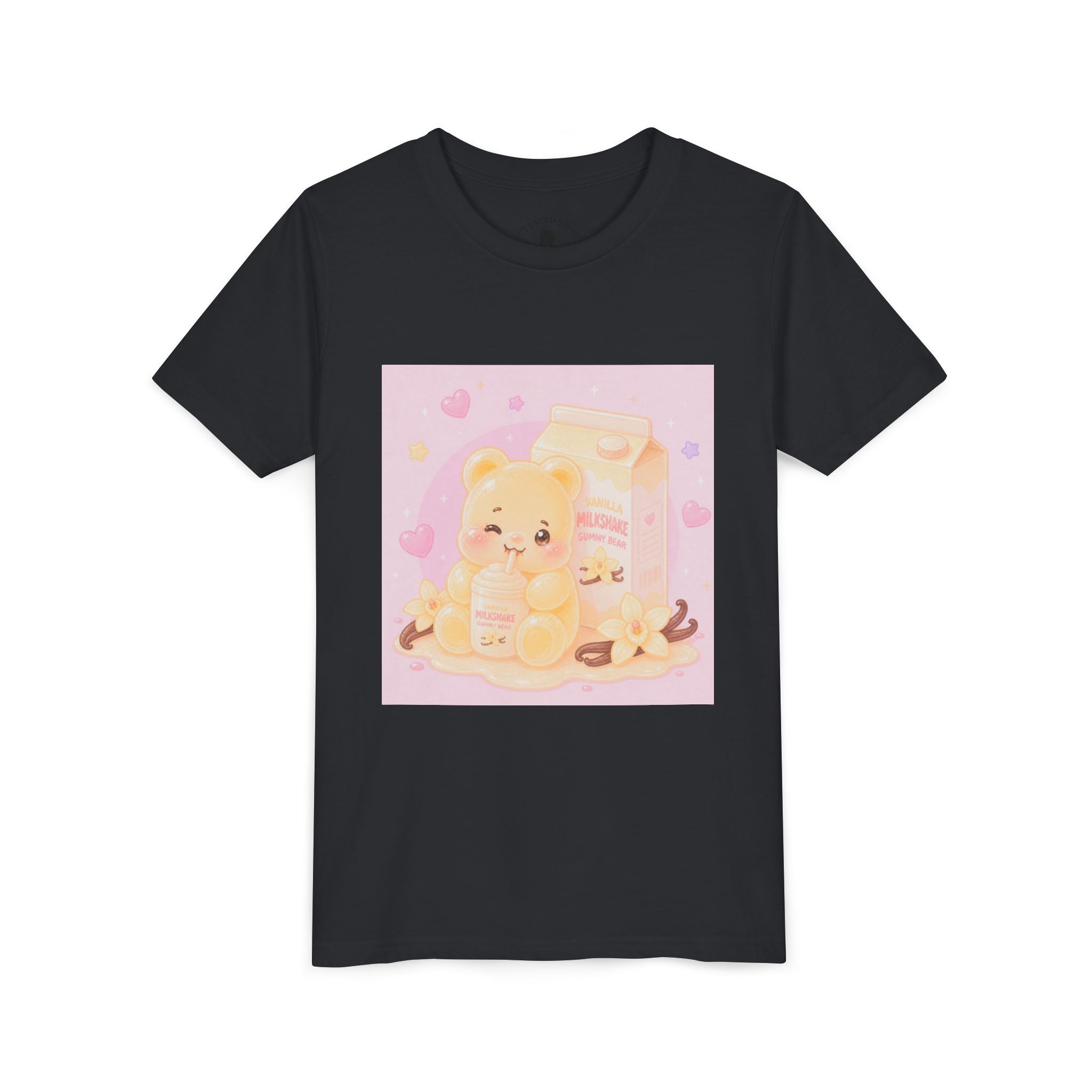 Vanilla Milk Shake Gooey Gummy Youth Tee — Kawaii Pastel Kids T‑Shirt