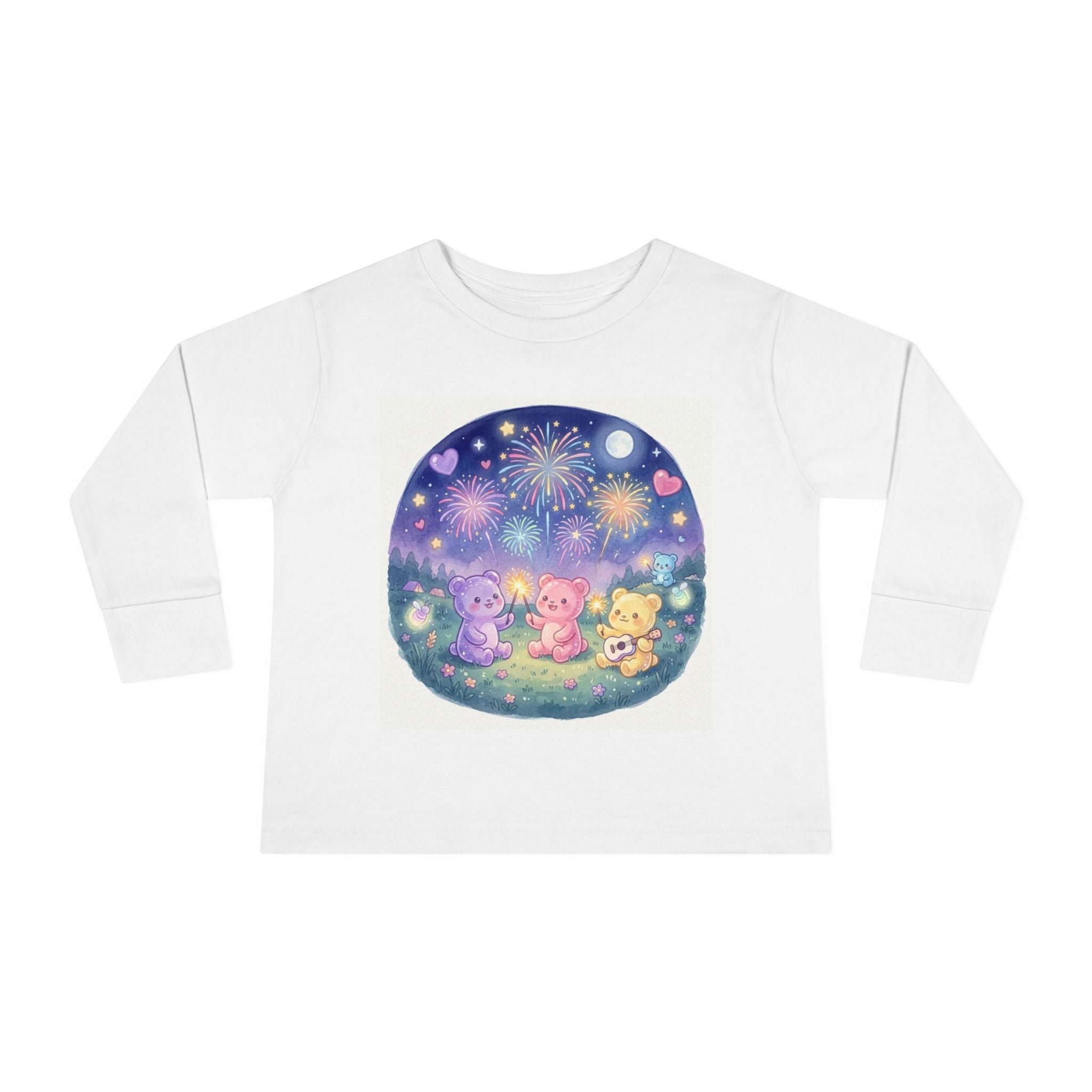 Watching Fireworks In the Night Sky, Oozy Bear Friend Group- Graphic Long Sleeve Shirt