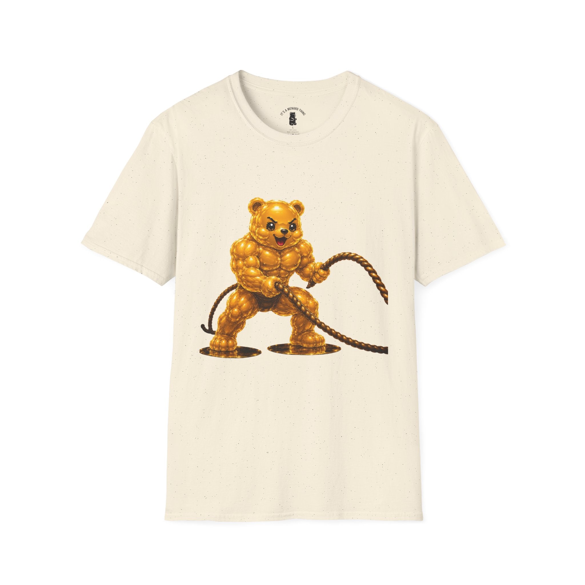 Rope Workout, Golden Yellow Oozy Buff Bear Gym Special- Adult Graphic Shirt (18+)